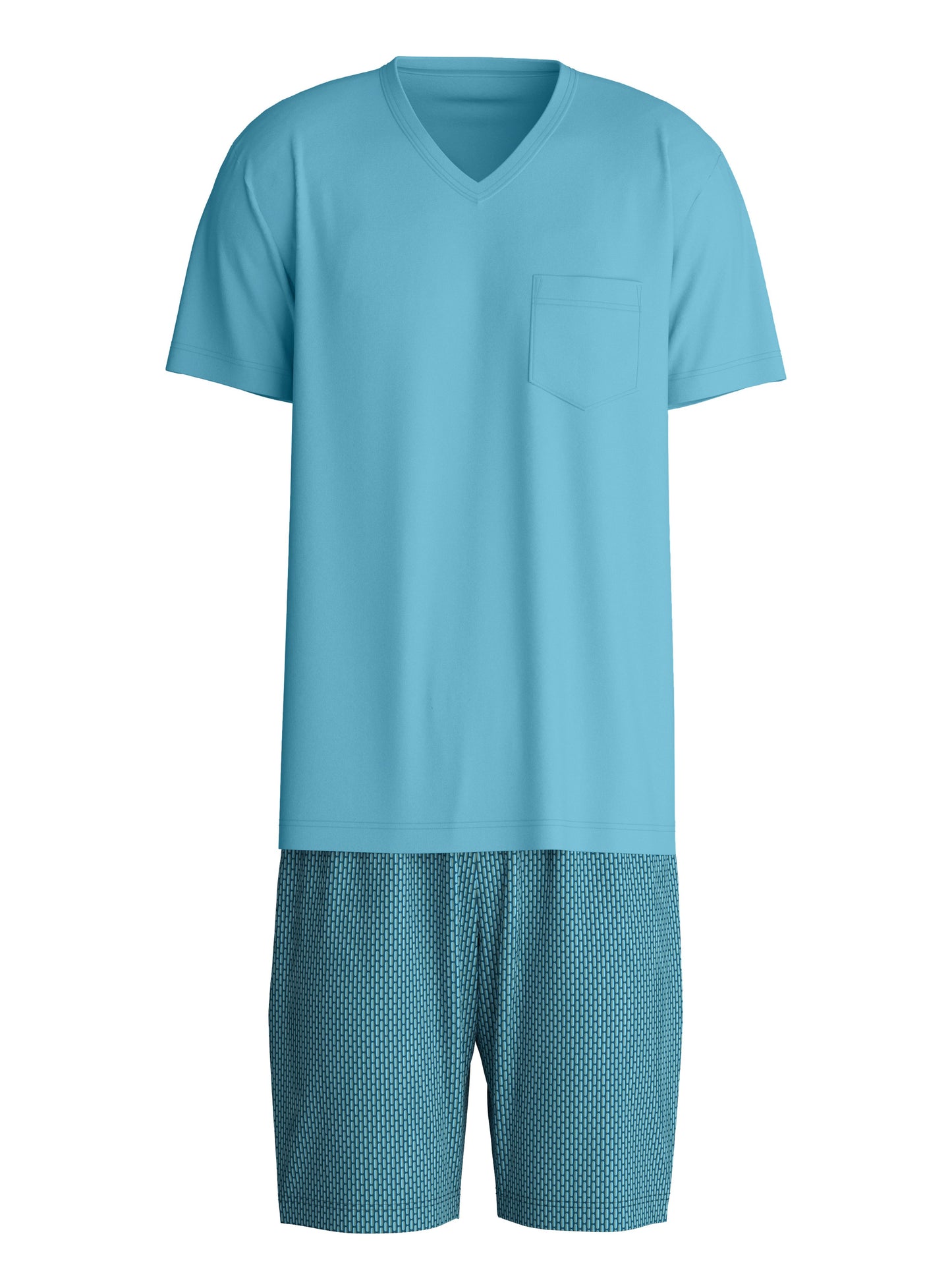 HERREN Pyjama kurz (Retro Blue)