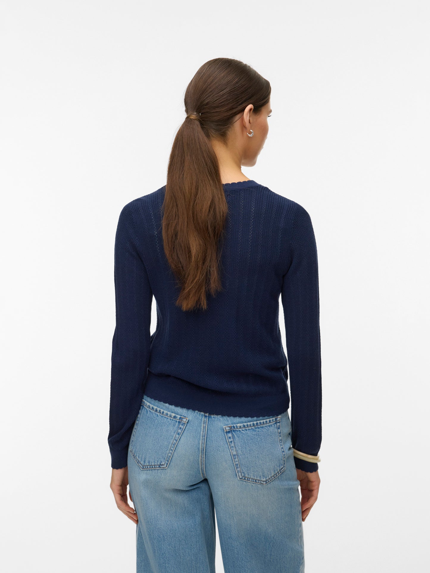 Vmnewlex Pointelle Ls O-n Cardigan (Navy Blazer)