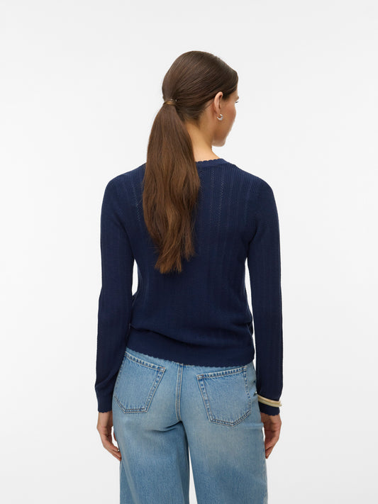 Vmnewlex Pointelle Ls O-n Cardigan (Navy Blazer)