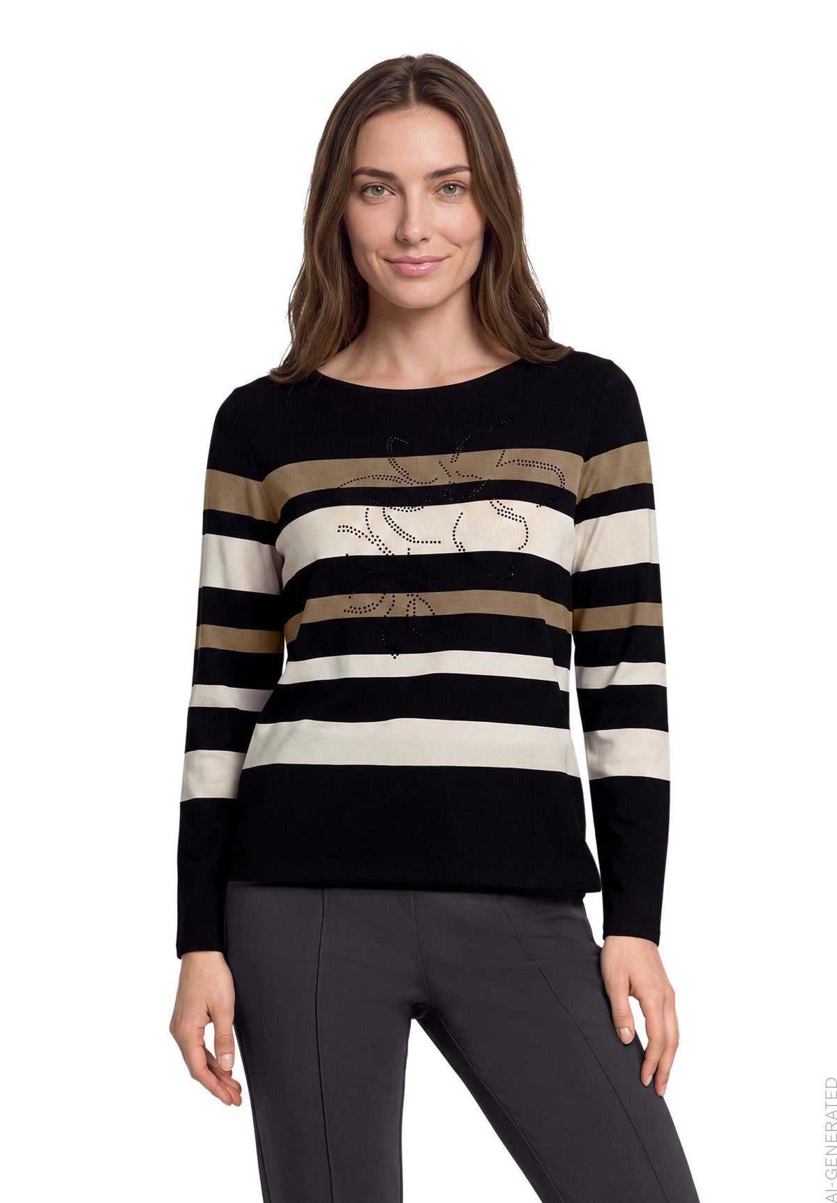 Ringelshirt (Taupe/black)