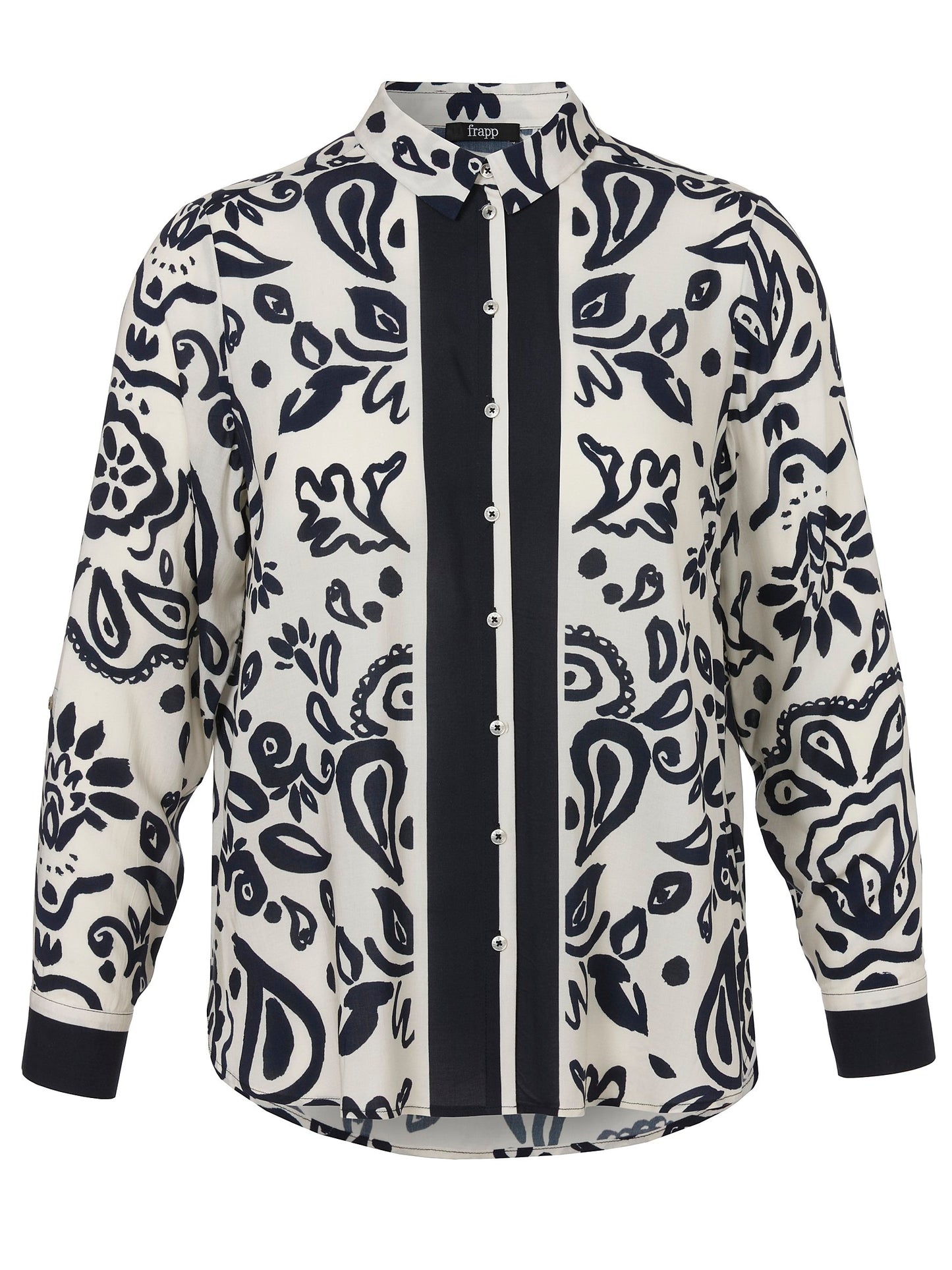 Bluse Hemdkragen 1/1 Arm Druck (Navy Multicolor)