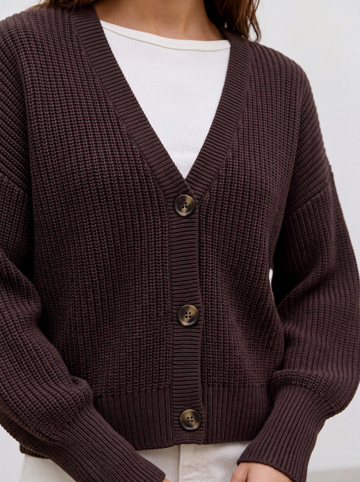Vmlea Ls V-neck Cuff Cardigan Noos (Chocolate Tor)