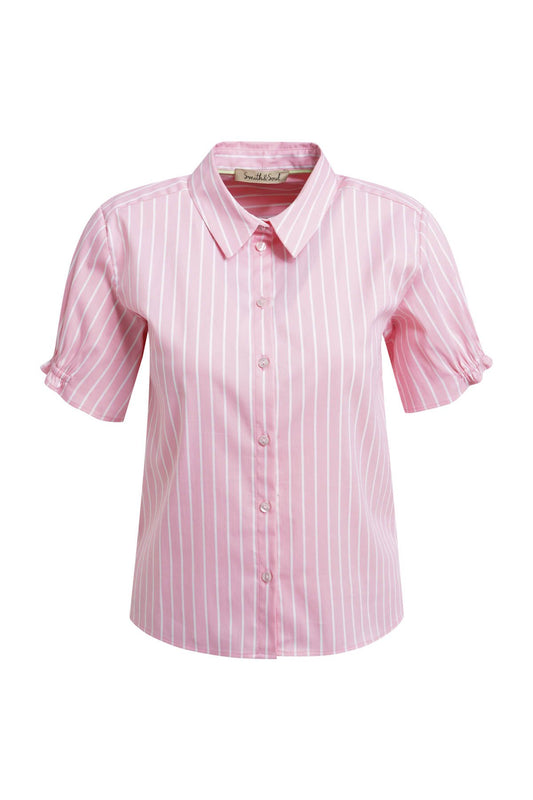 Striped Half Slv Collar Blouse (Bubblegum Print)