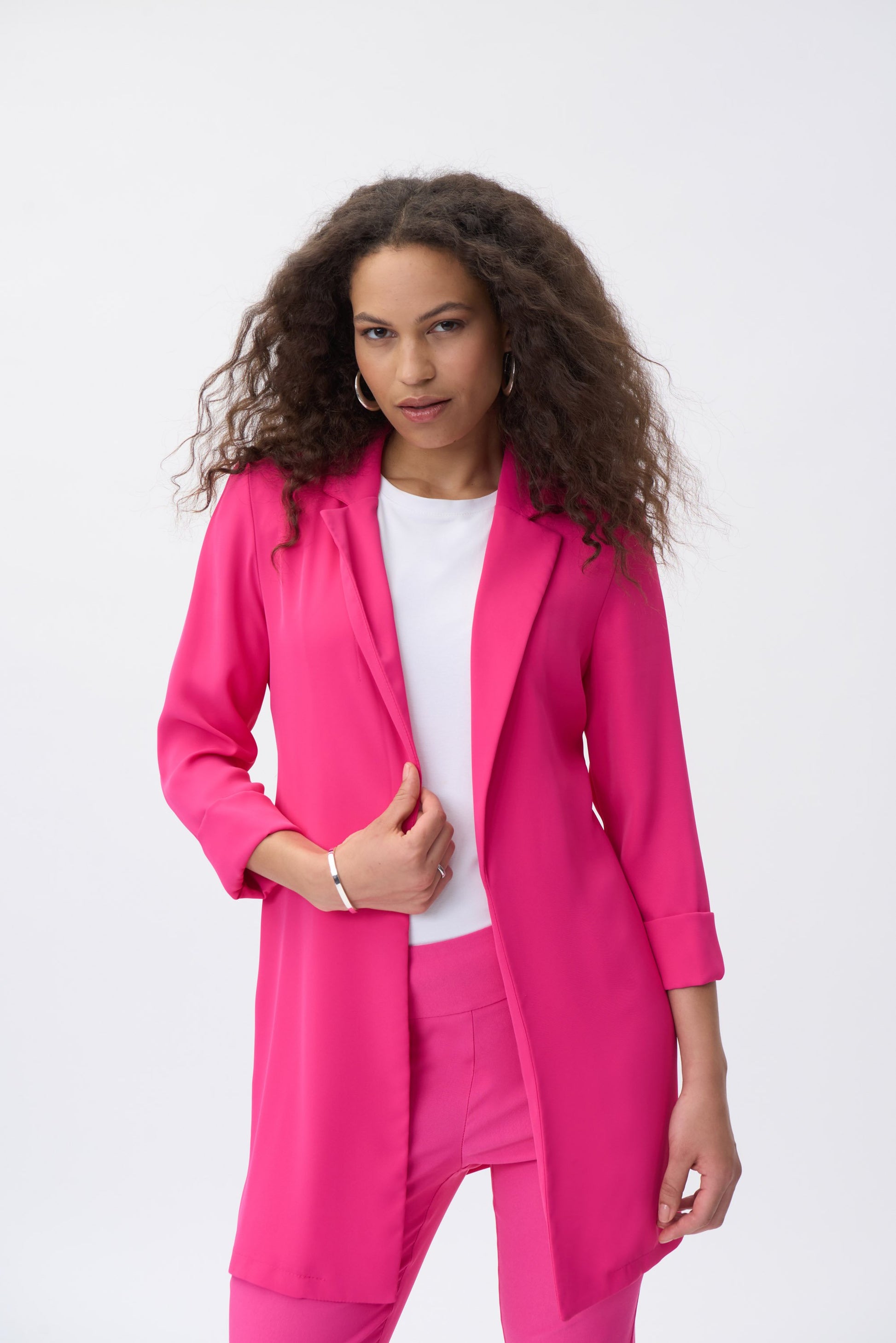Langer fließender Blazer aus Twill (Pink)