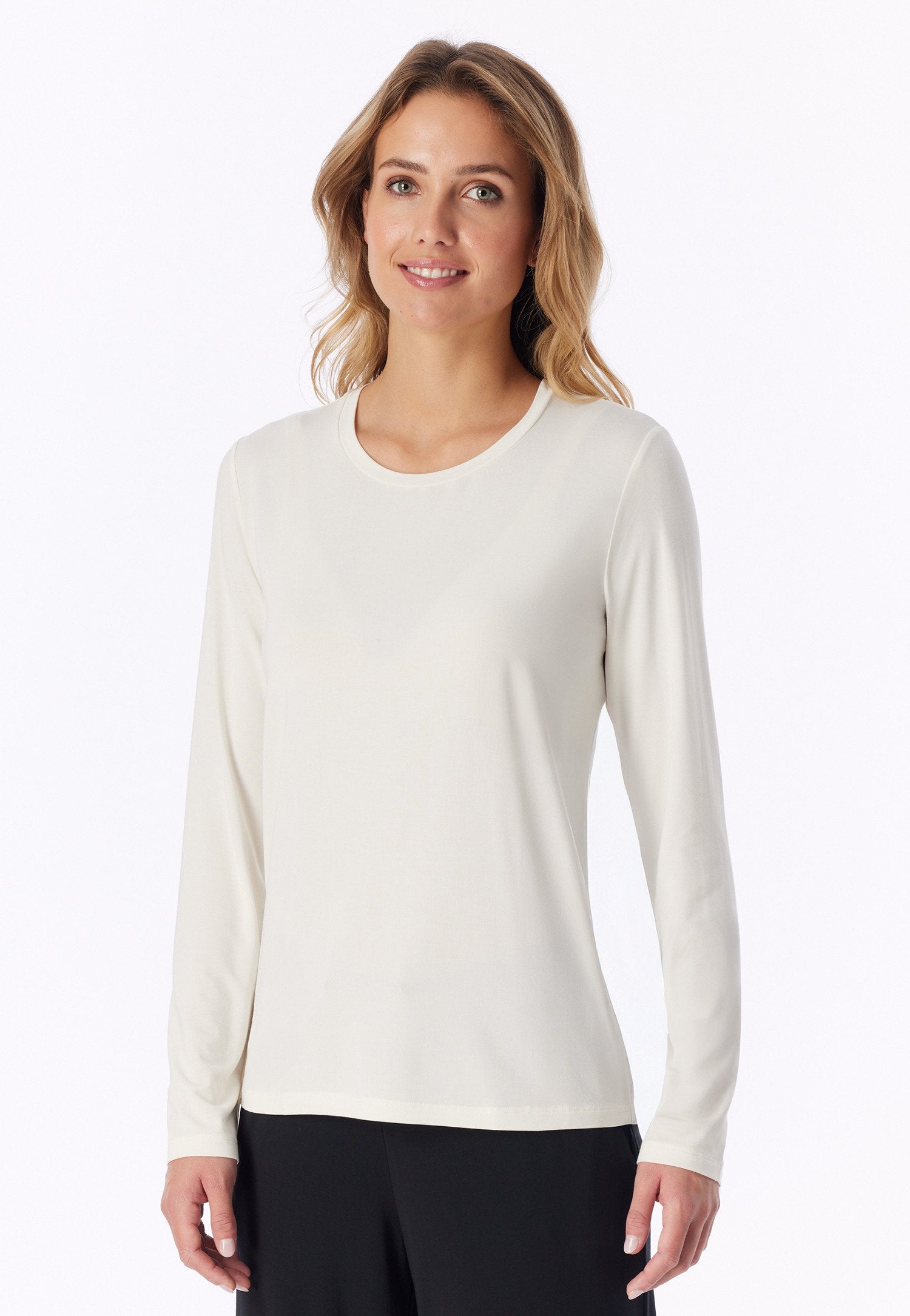 Shirt langarm Rundhals (Naturweiss)