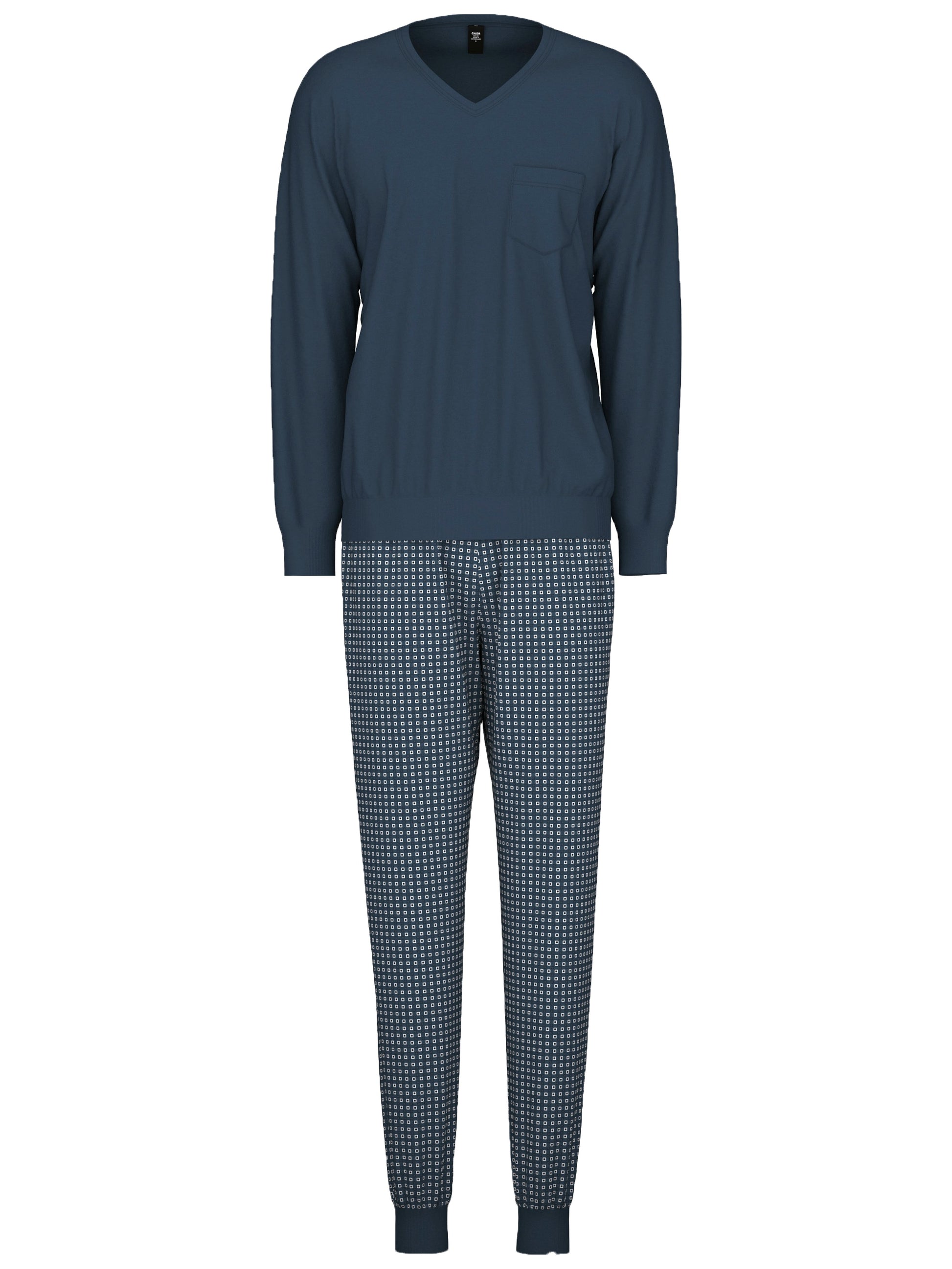 HERREN Pyjama mit Bündchen (Saragossa Blue)