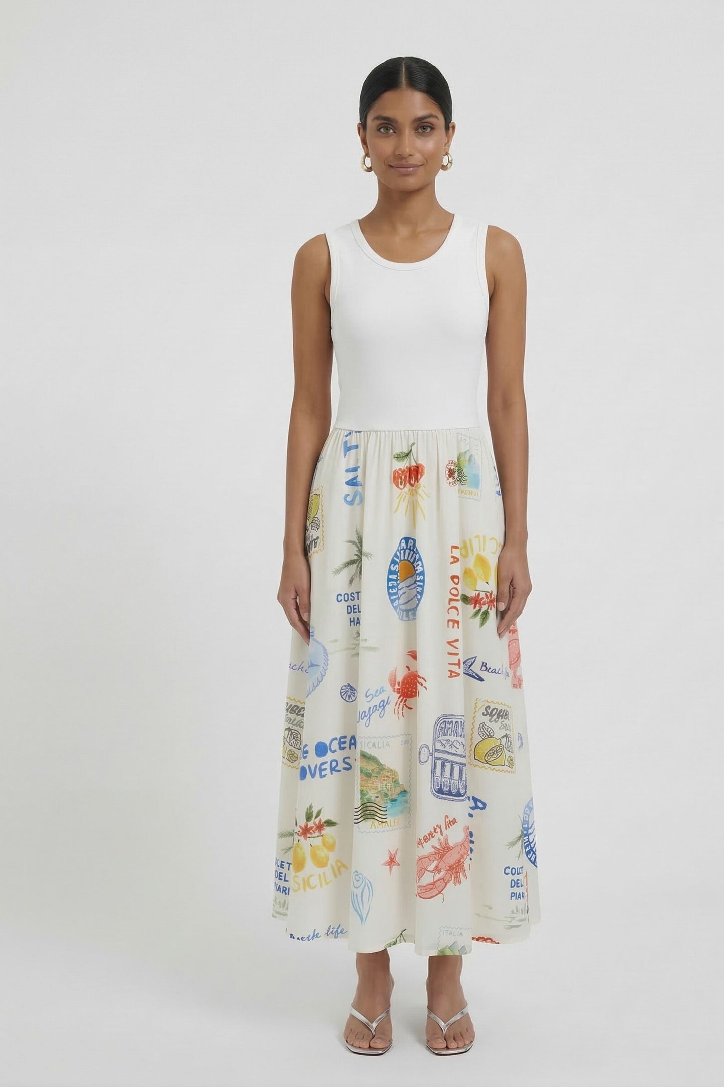 Midikleid (White Red)