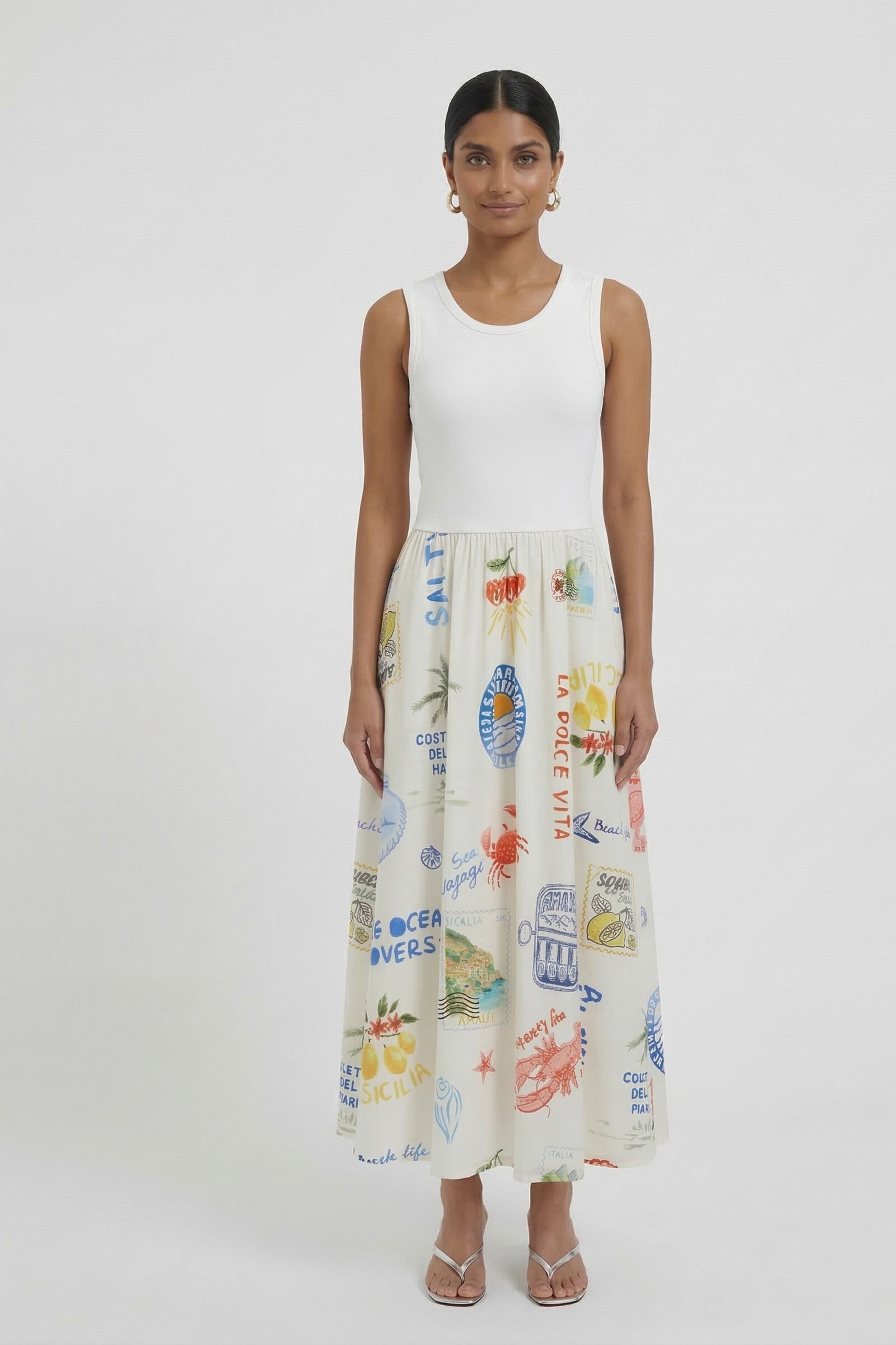 Midikleid (White Red)