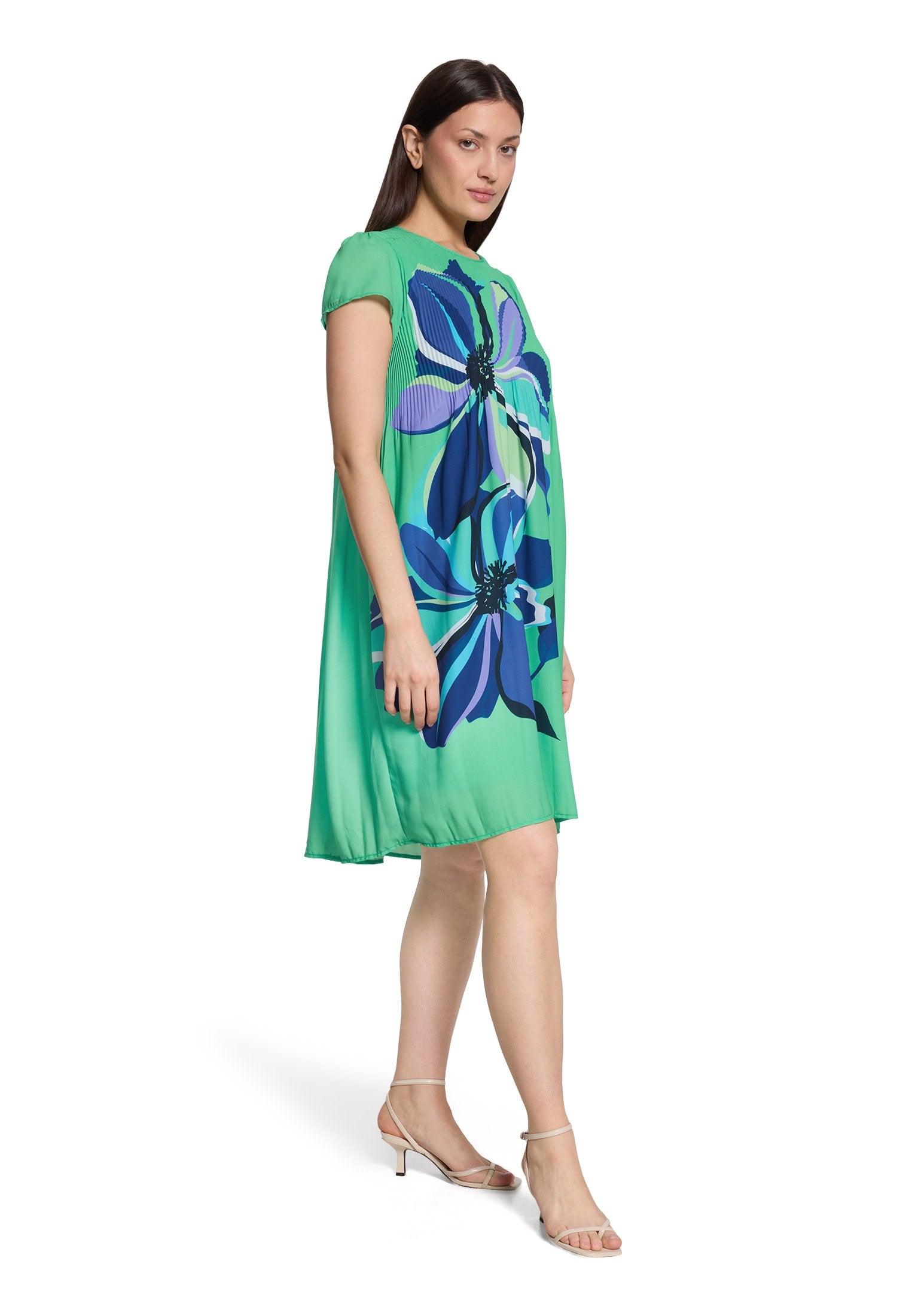 Plisseekleid (Green/cream)
