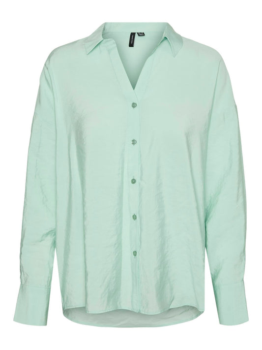 Vmqueeny Ls Oversize Shirt Wvn Ga Noos (Birds Egg Gre)