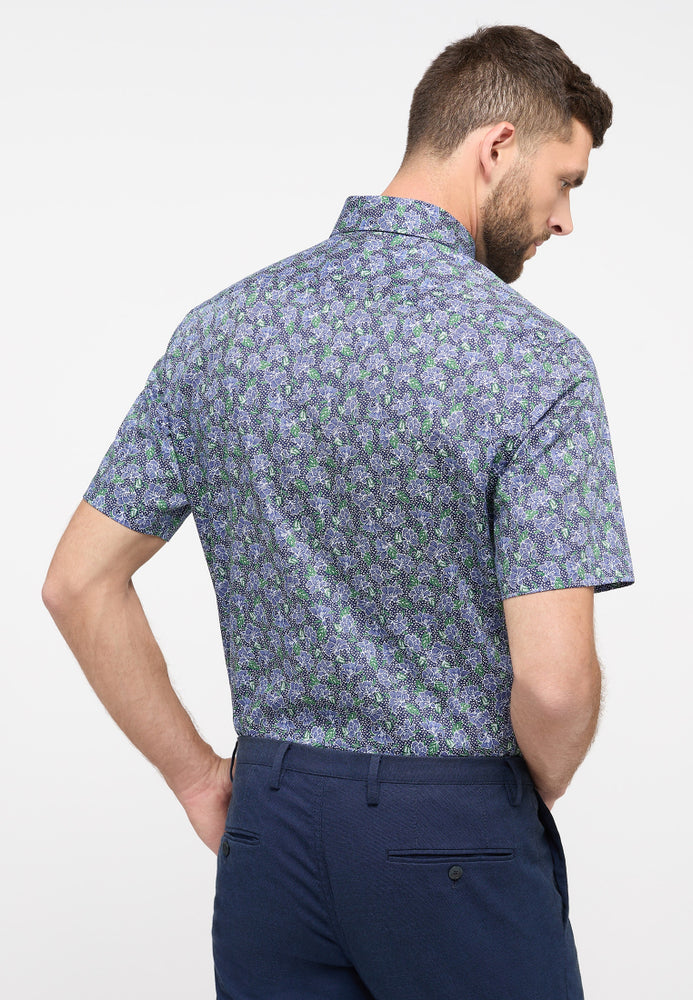 ETERNA bedrucktes Twill-Kurzarmhemd MODERN FIT (Grün)