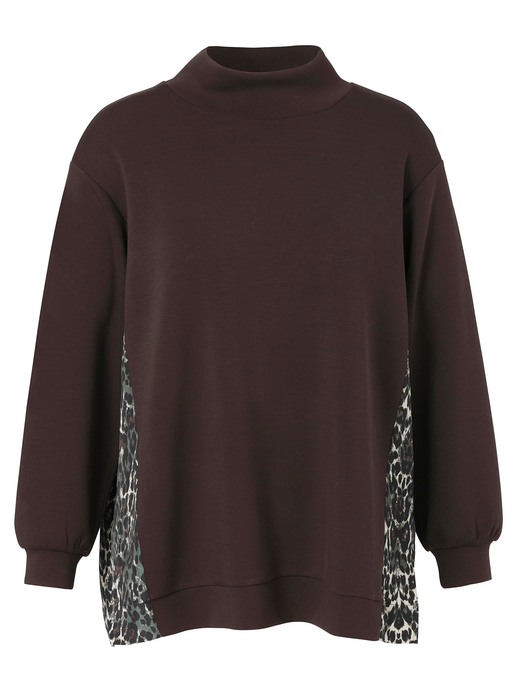 Sweatshirt Stehkragen 1/1 Arm Materialmix (Coffee Multicolo)