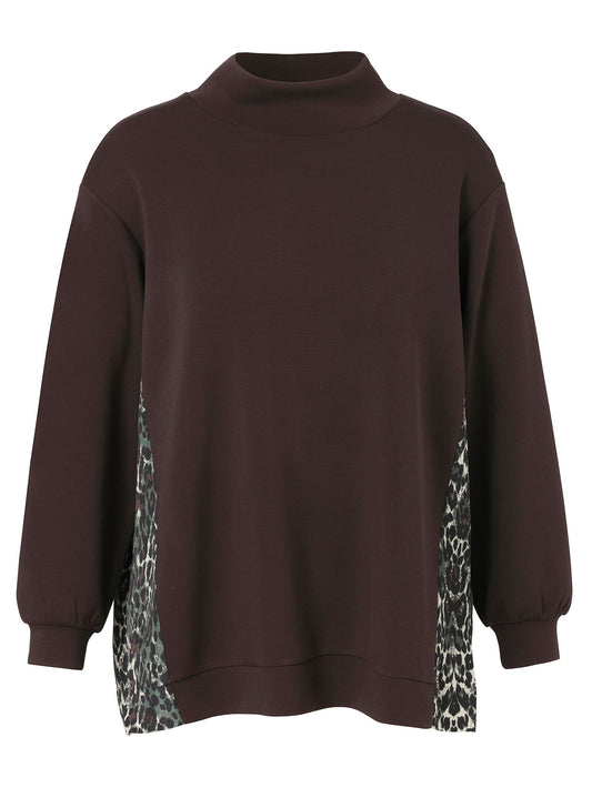 Sweatshirt Stehkragen 1/1 Arm Materialmix (Coffee Multicolo)