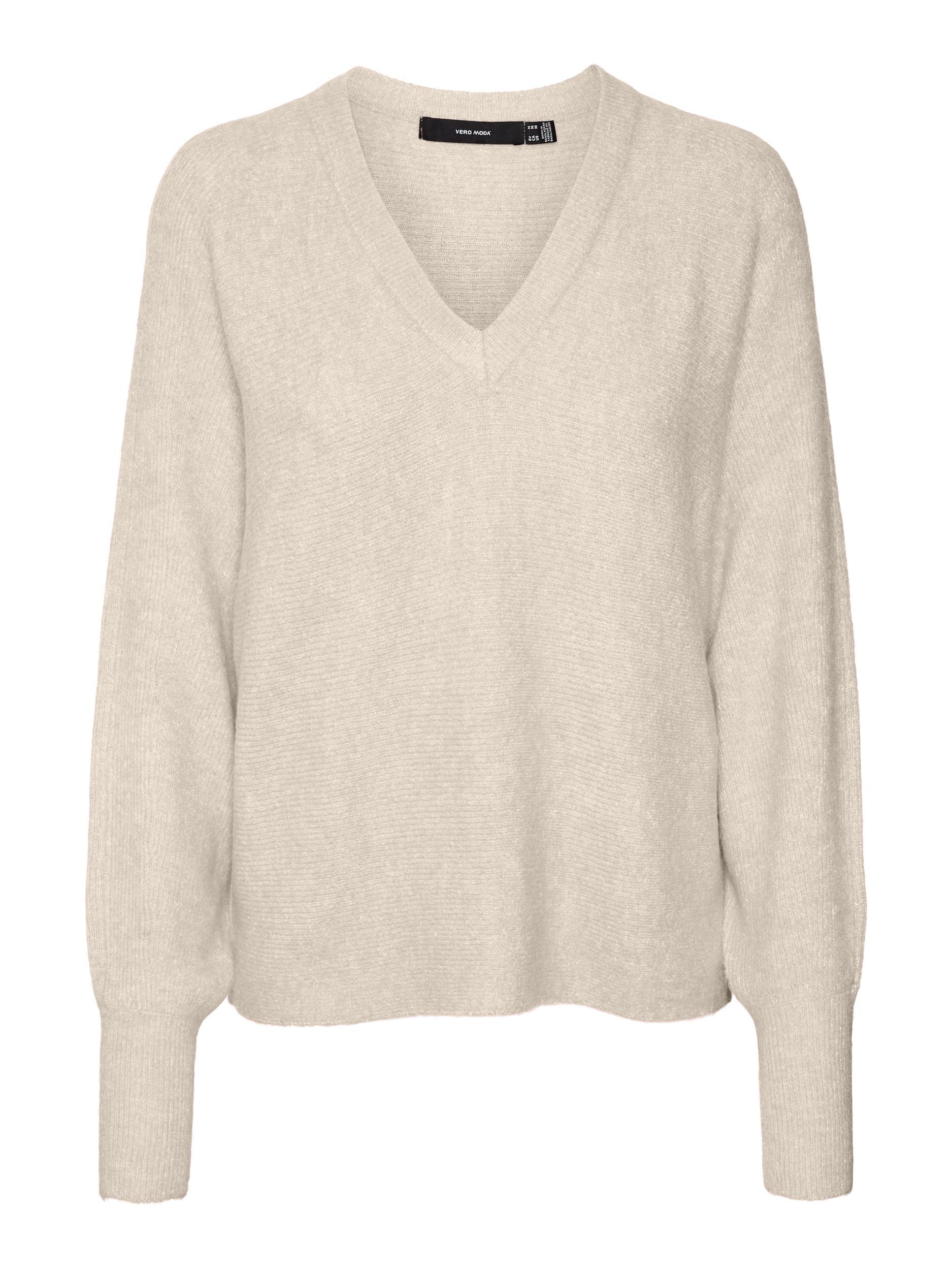 Vmemerald Lefile Ls V-neck Pull. Low (Birch/w. M)