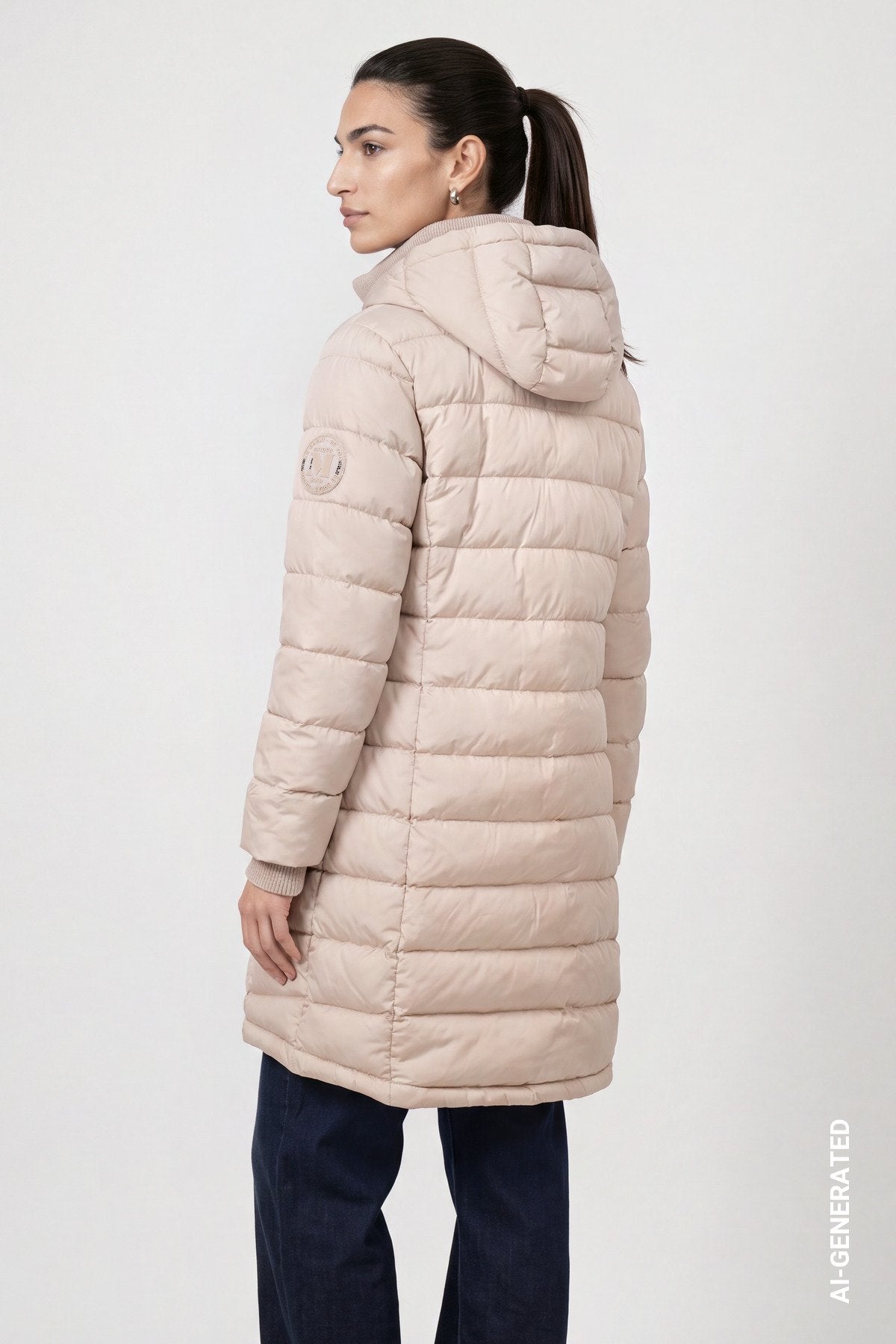Steppmantel mit Lurex (Cappuccino)