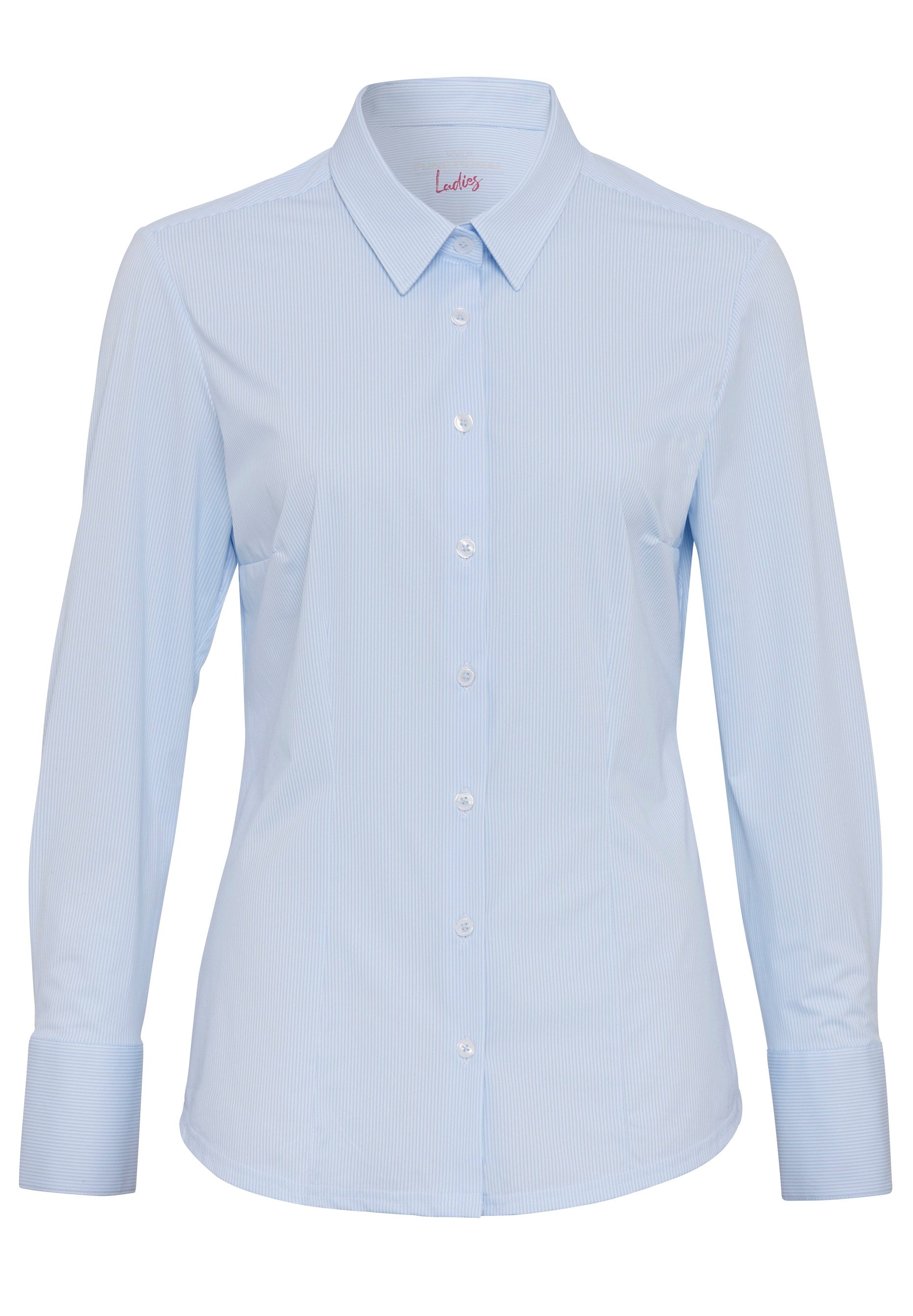 PURE- Functional Bluse slim fit Langarm (Streifen Hellbla)