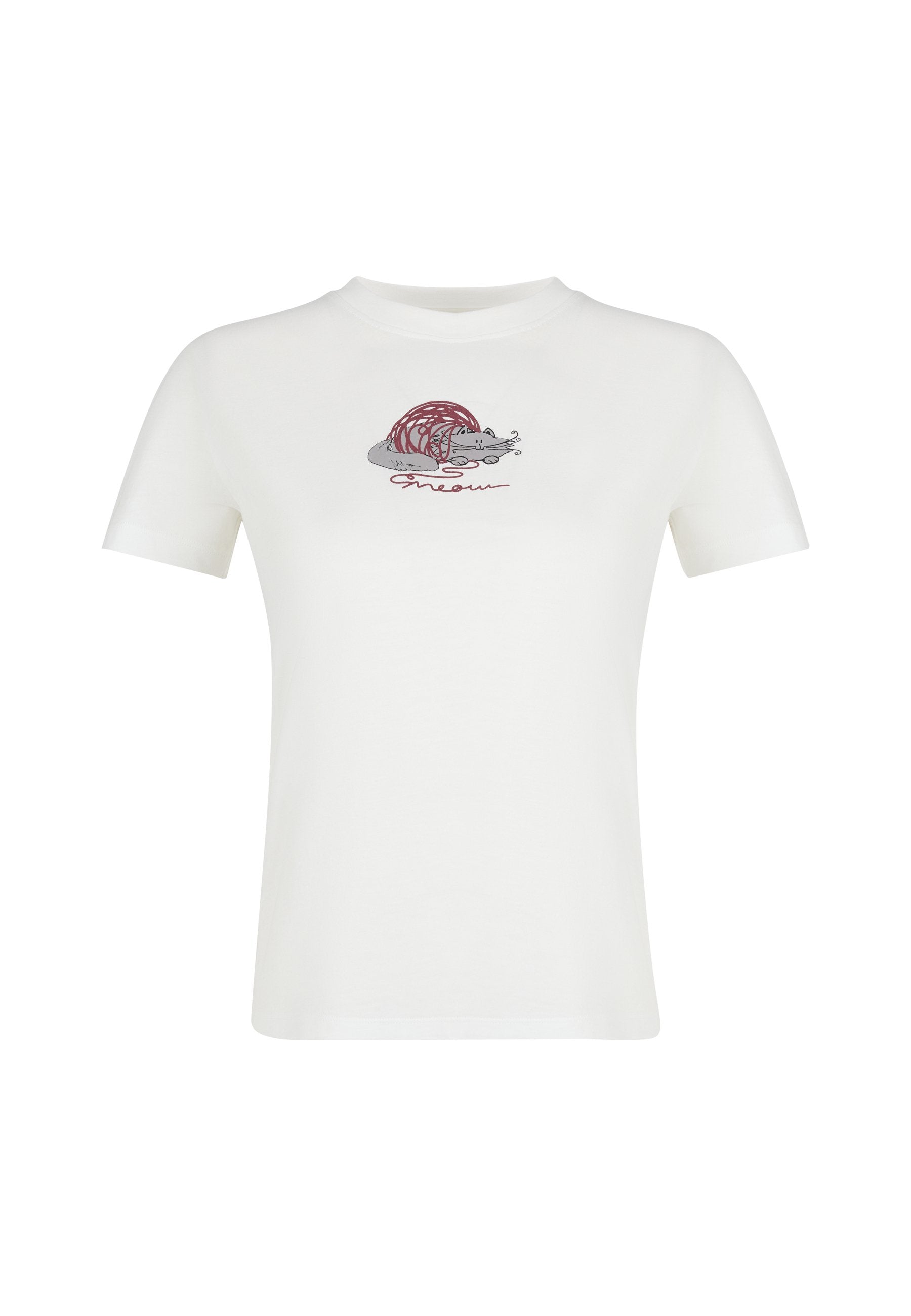 Cat Printed  T-shirt (Antique White)
