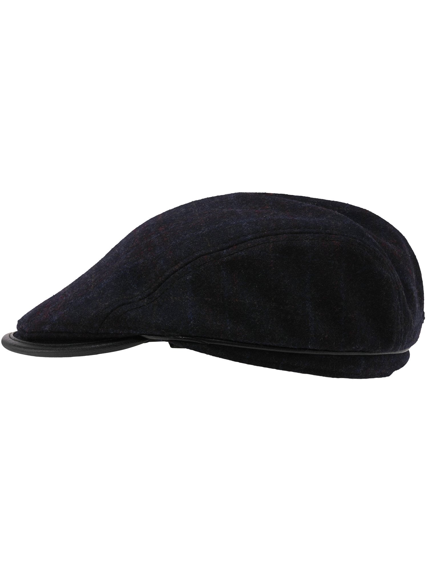 Schurwolle Kopfbedeckung Winddichte bugatti Flatcap mit Karo-Design und Ohrenklappen (Black)