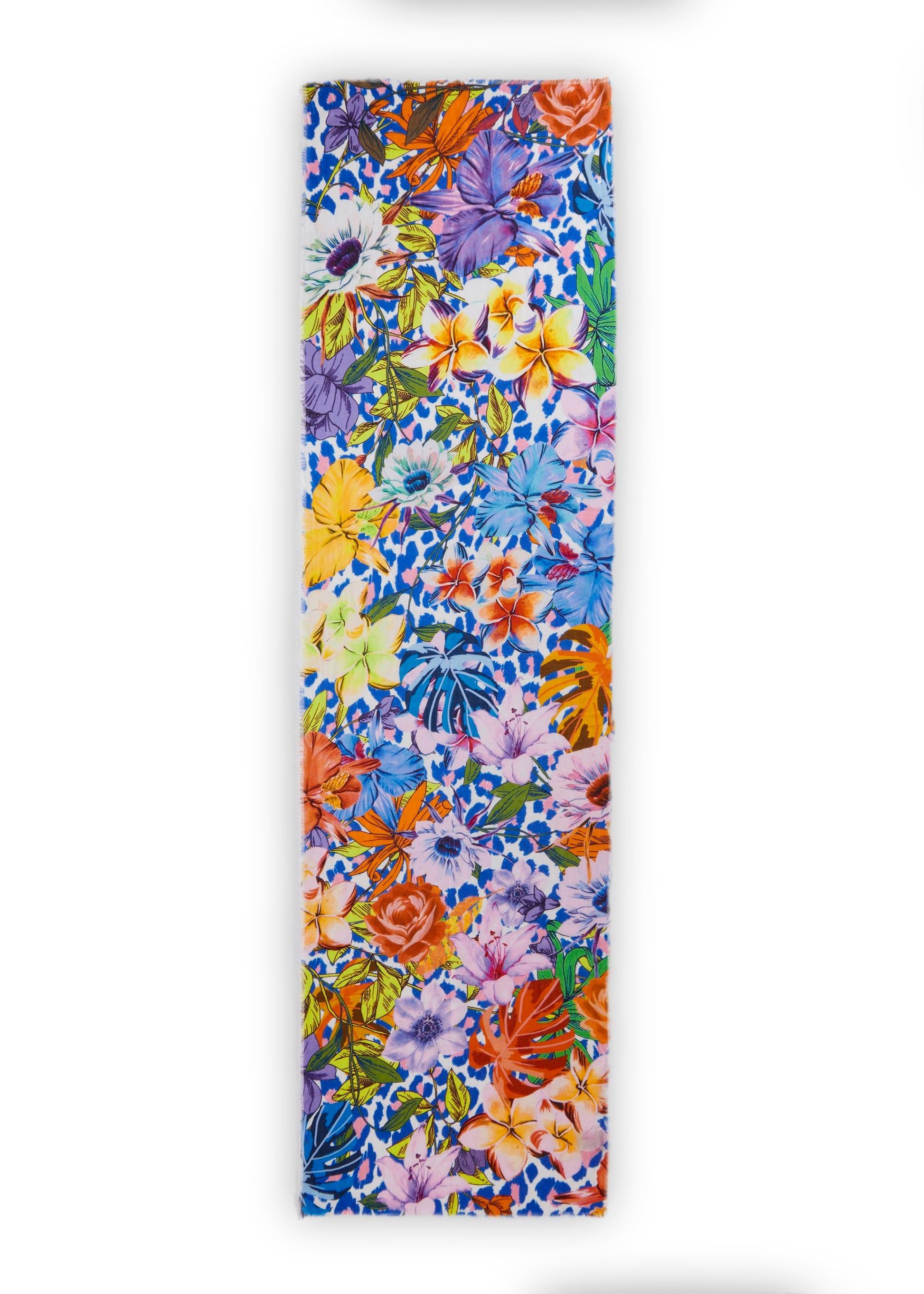 Schal aus Biobaumwolle mit Blumenmotiven (Blu2 Blau)