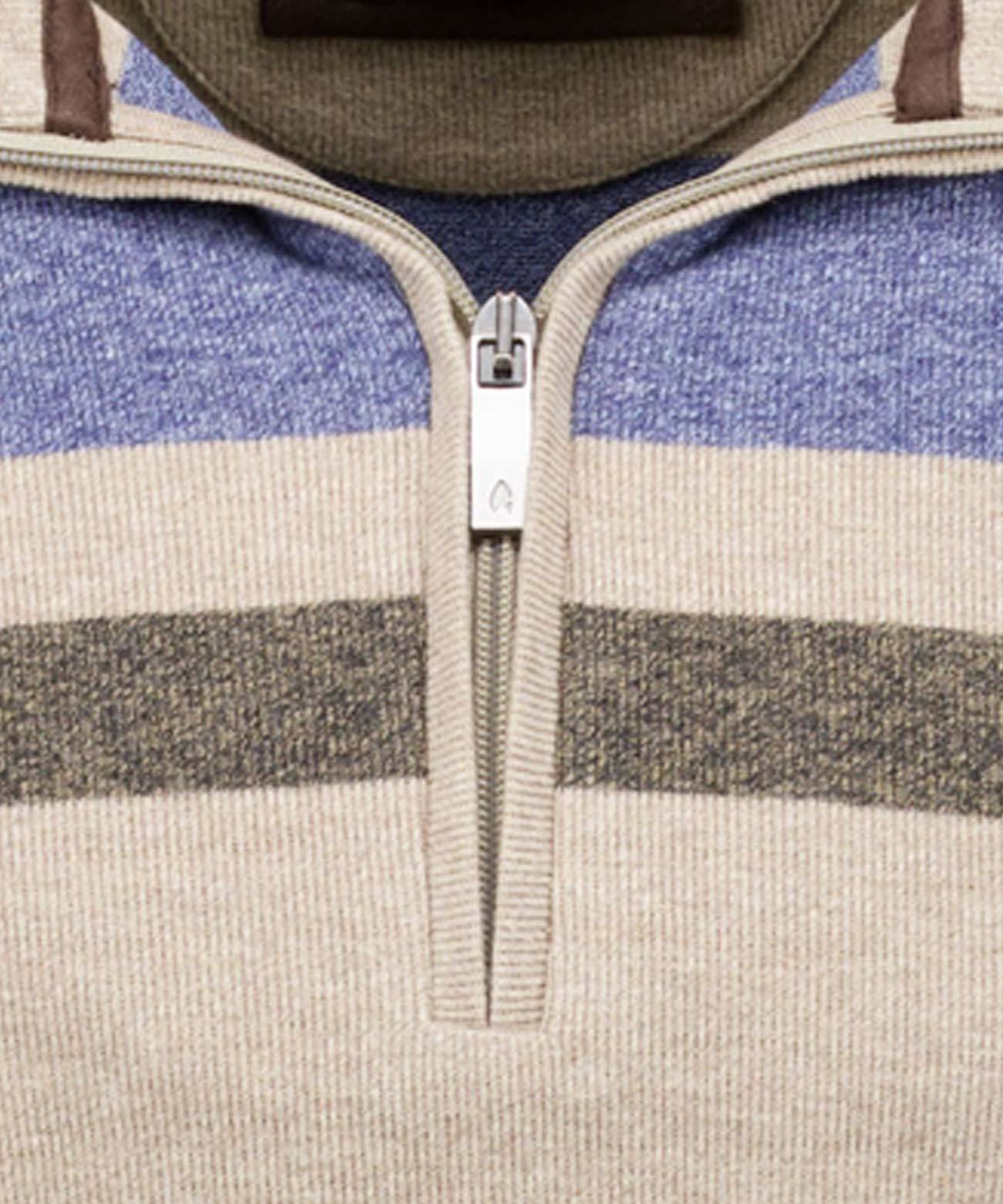 Troyer-Sweatshirt gestreift (Beige)