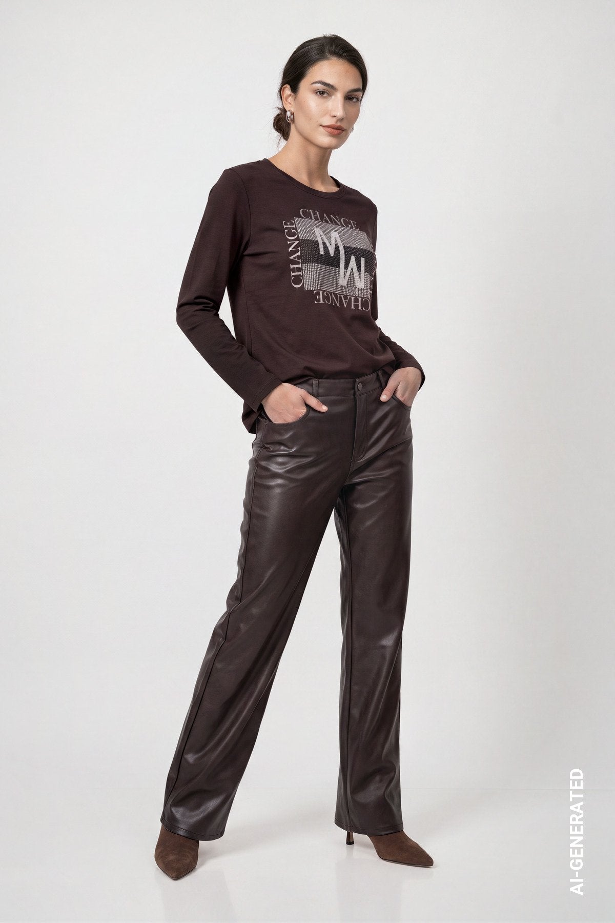 Langarmshirt mit Schmuckdetails (Black Coffee)