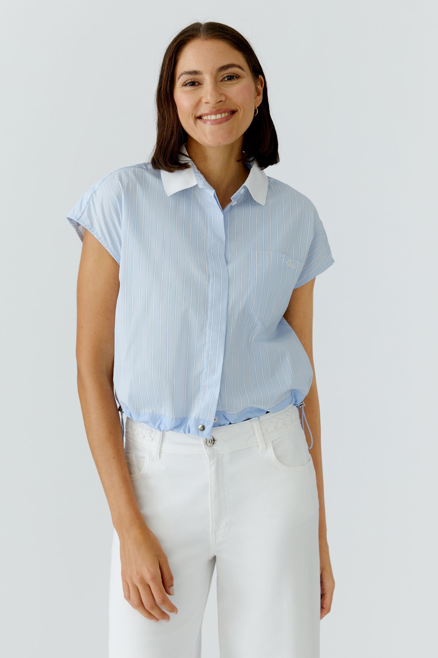 Patch Bluse (Lt Blue White)