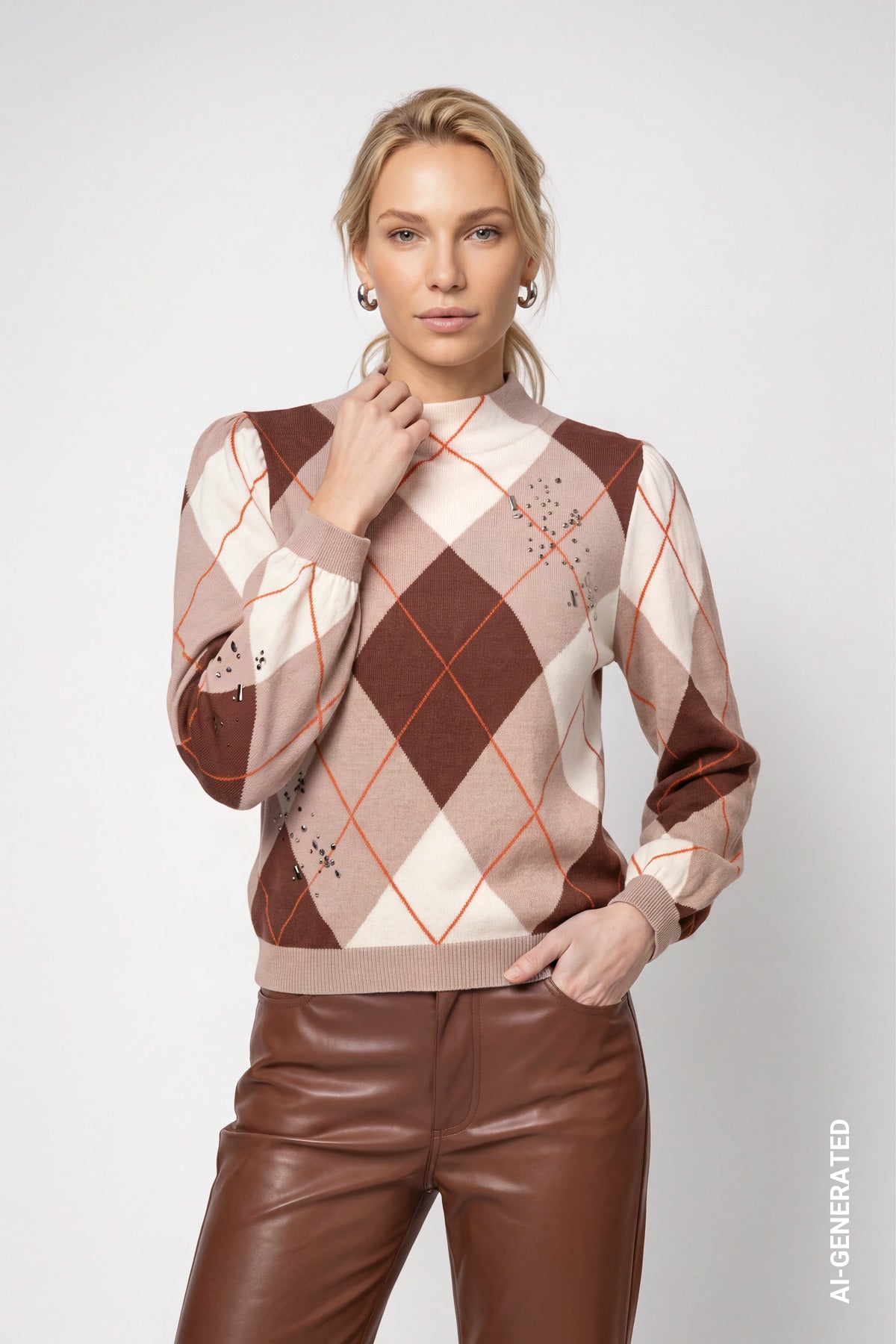 Strickpullover mit Rauten-Muster (Sesame Gemustert)