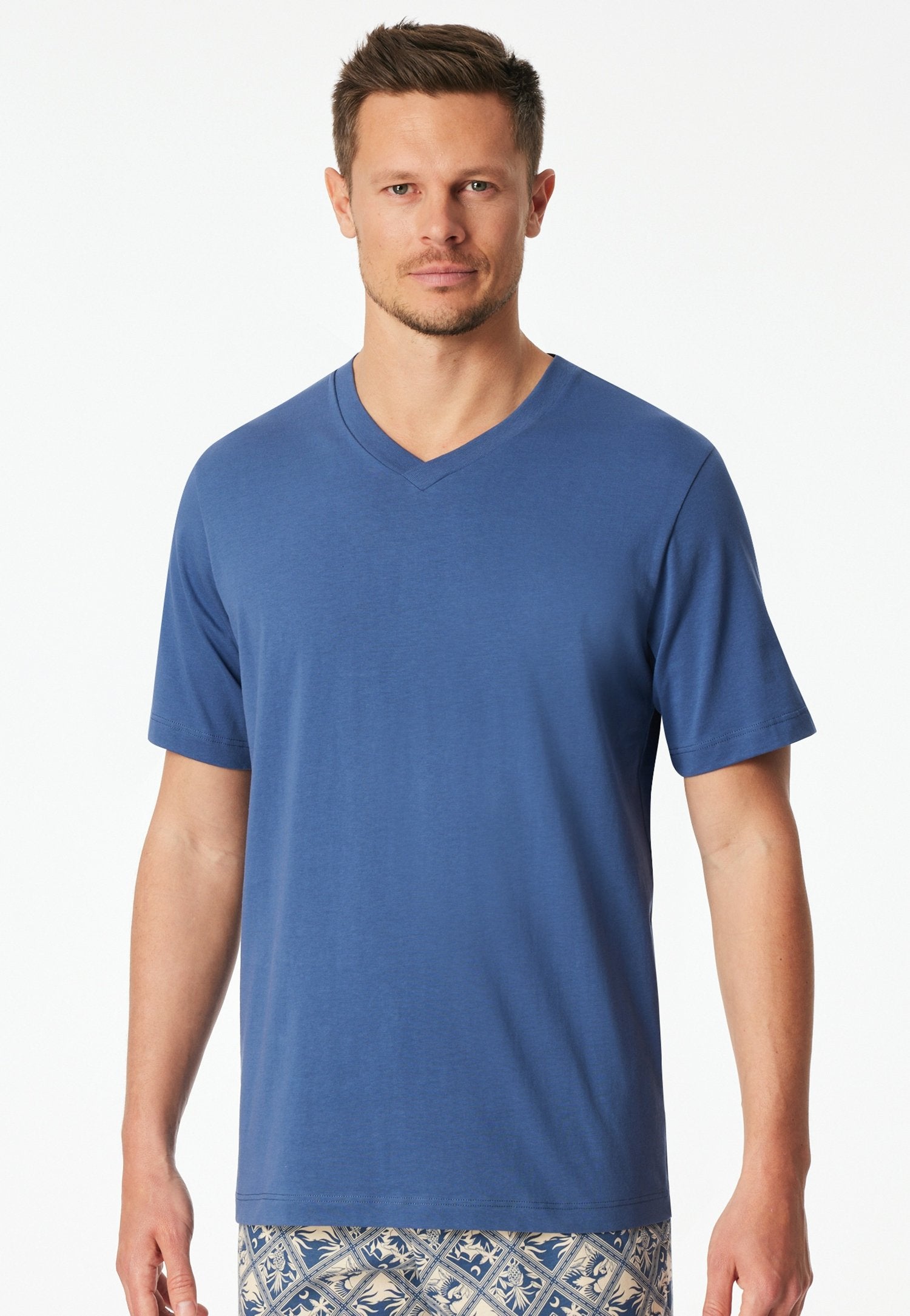 T-Shirt V-Ausschnitt (Atlantikblau)