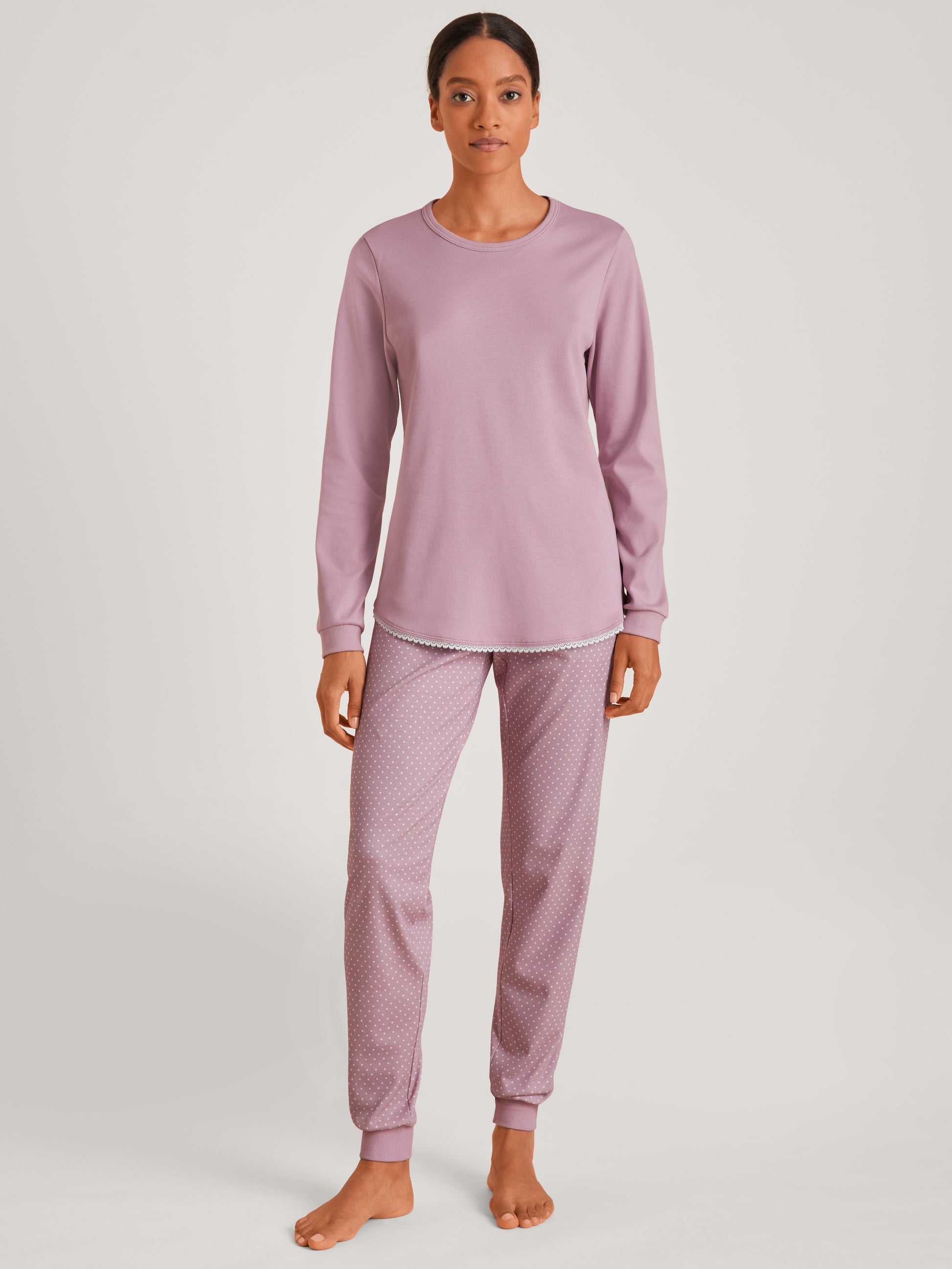 DAMEN Pyjama mit Bündchen (Mauve Shadow)