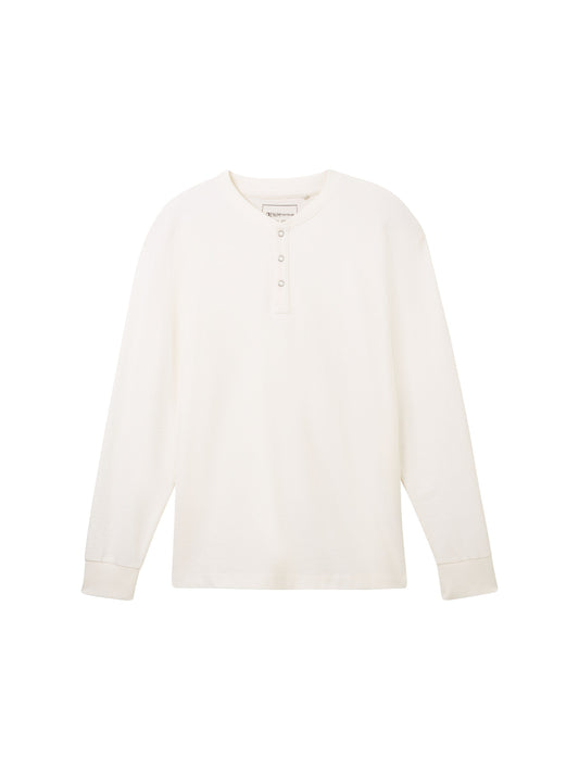 Henley Langarmshirt mit Struktur (Wool White)