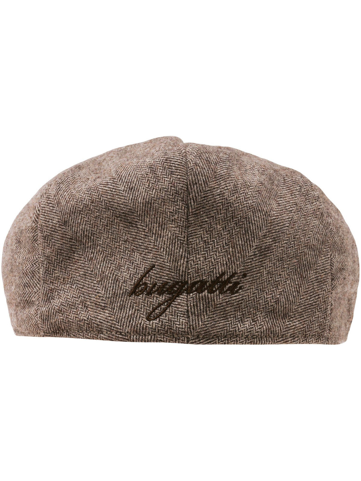 Polyester Kopfbedeckung bugatti Flatcap mit Fischgrät-Design mit Wollanteil (Pepper)