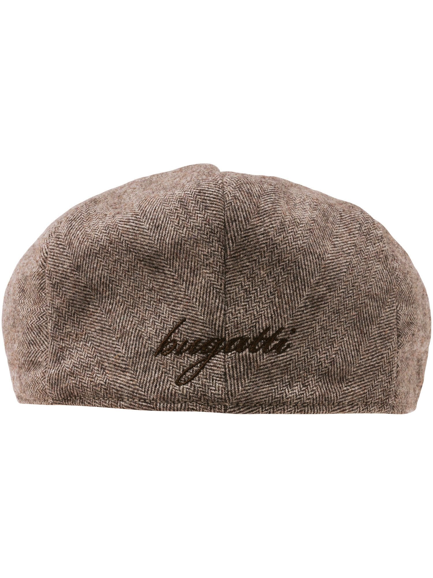 Polyester Kopfbedeckung bugatti Flatcap mit Fischgrät-Design mit Wollanteil (Pepper)