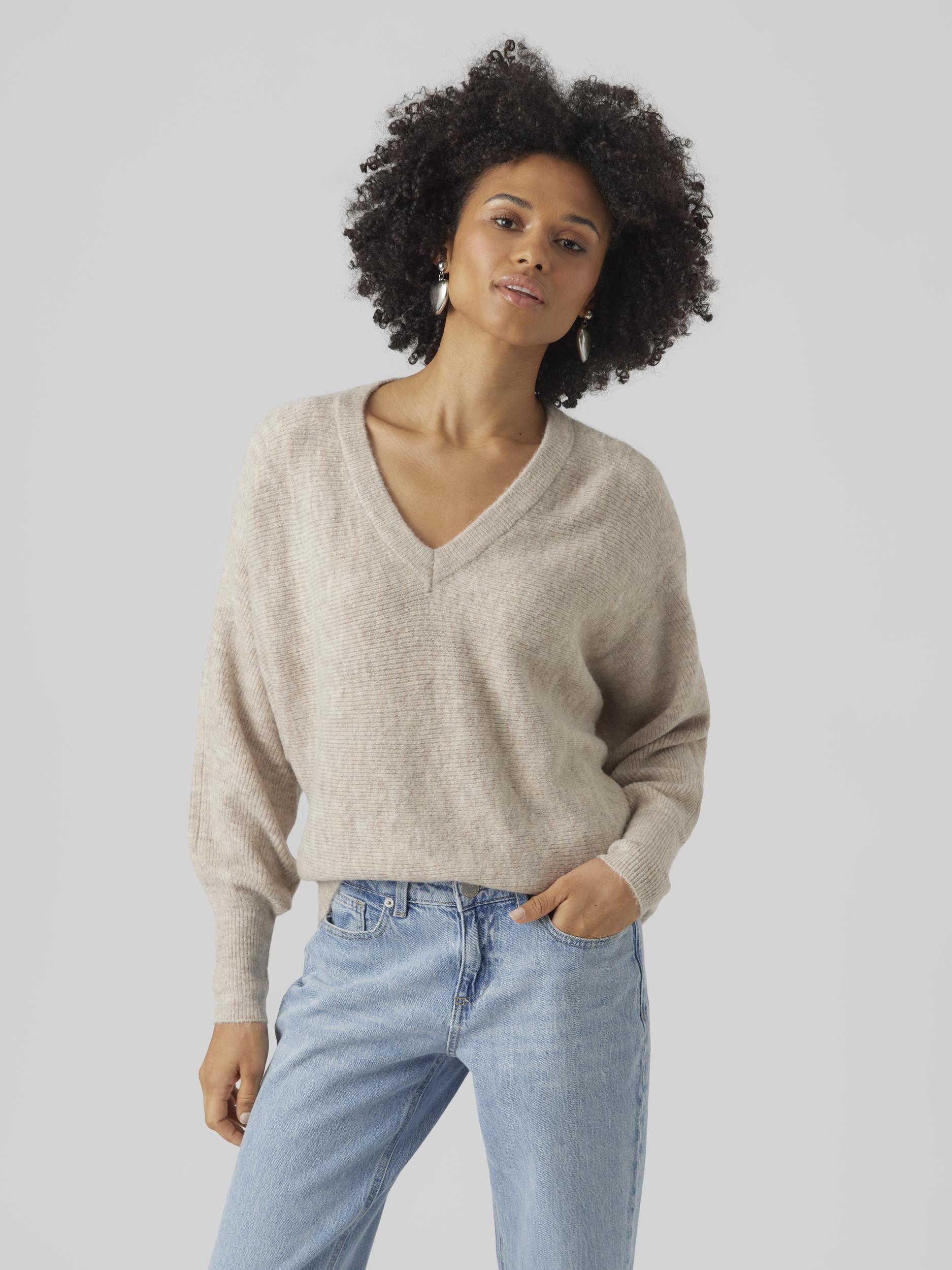 Vmemerald Lefile Ls V-neck Pull. Low (Birch/w. M)