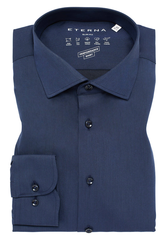 Performance Shirt Twill-Stretch Langarm (Marine)