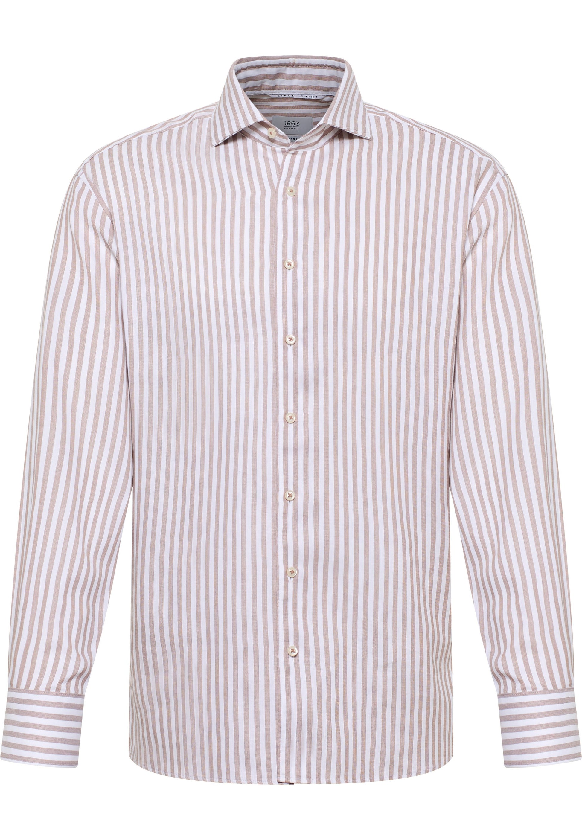 Linen Shirt Twill Langarm (Beige-braun)