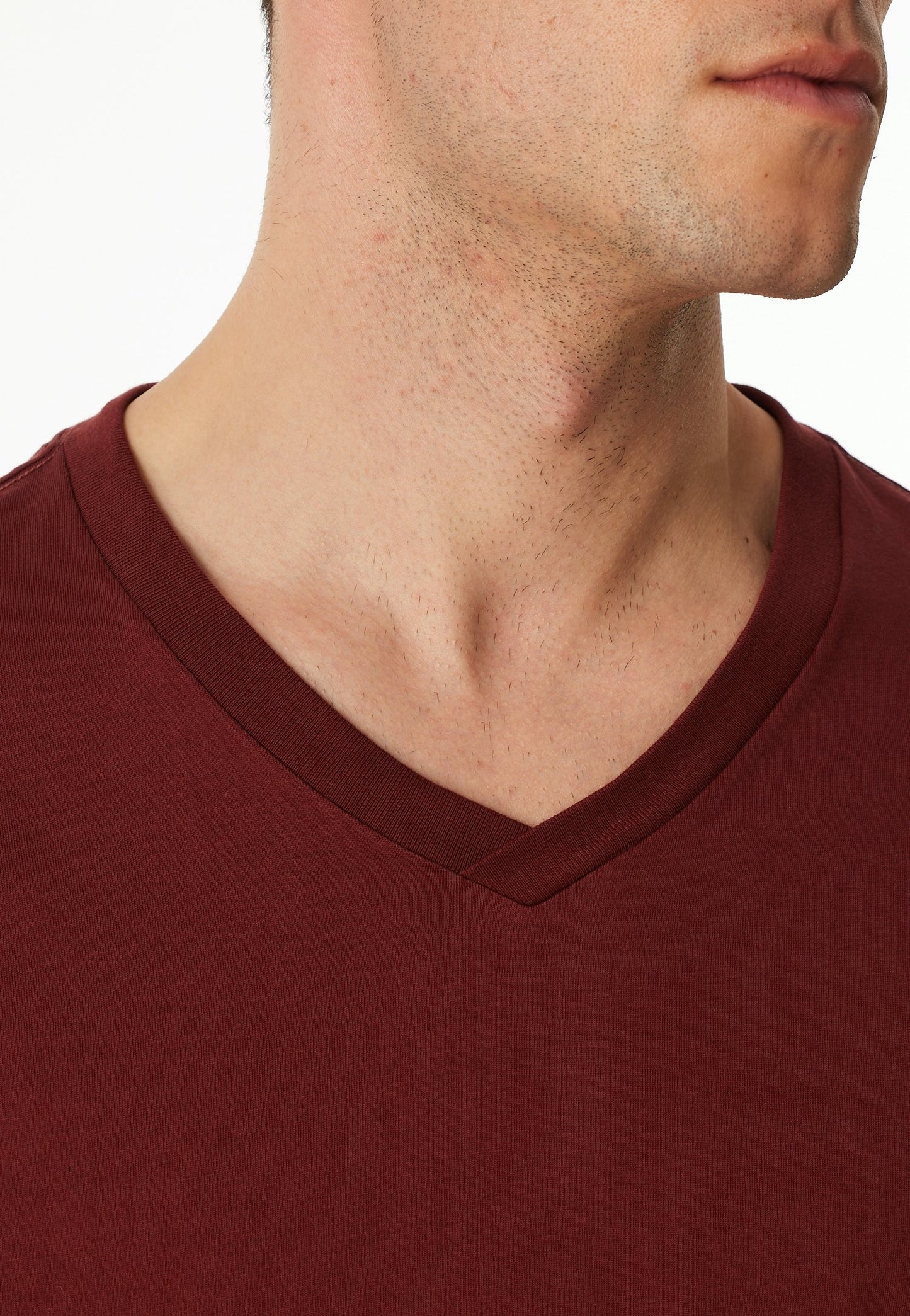 Langarmshirt V-Ausschnitt (Burgund)