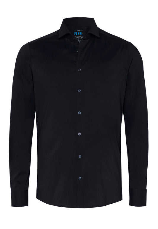 PURE- FLXBL Hemd Langarm (Schwarz)