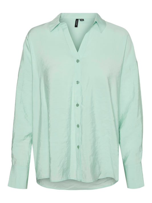 Vmqueeny Ls Oversize Shirt Wvn Ga Noos (Birds Egg Gre)