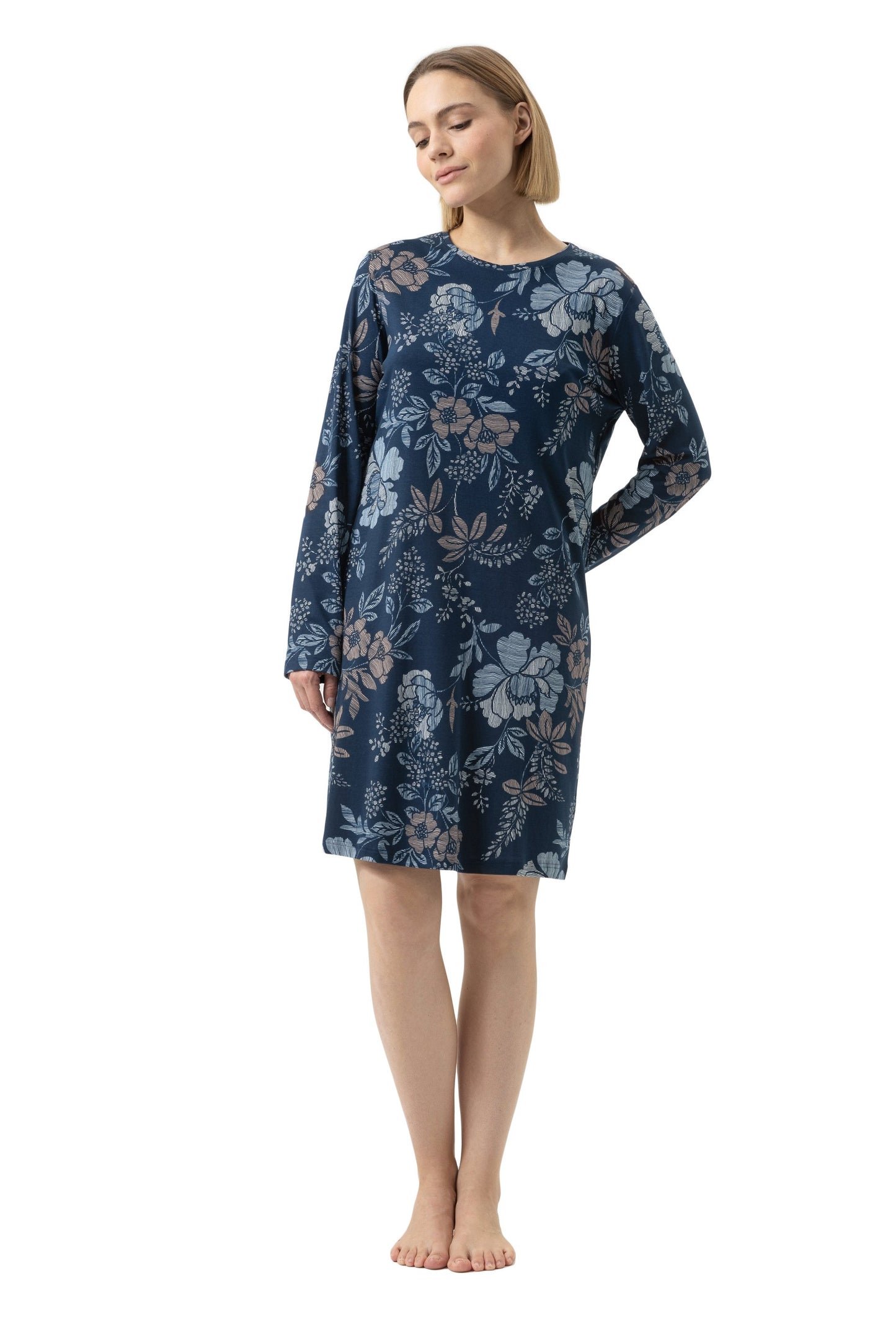 Nachthemd langarm (Deep Marine)