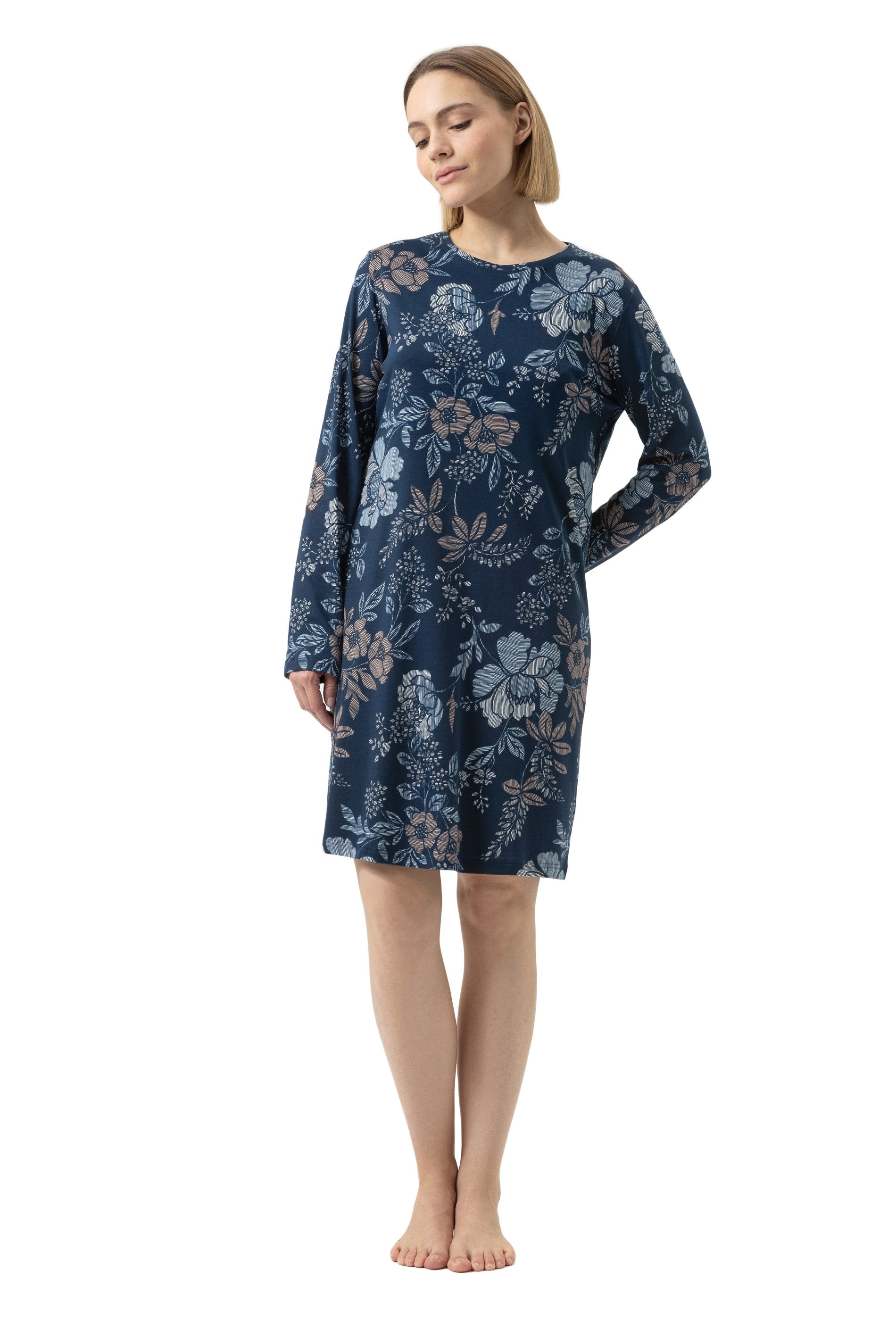 Nachthemd langarm (Deep Marine)