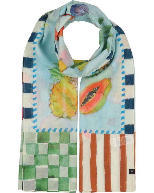 Schal Schal mit Urlaubs-Motiven in Seidenmischung (True Blue)