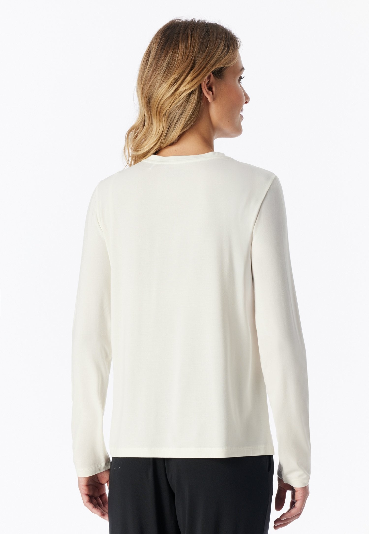 Shirt langarm V-Ausschnitt (Naturweiss)