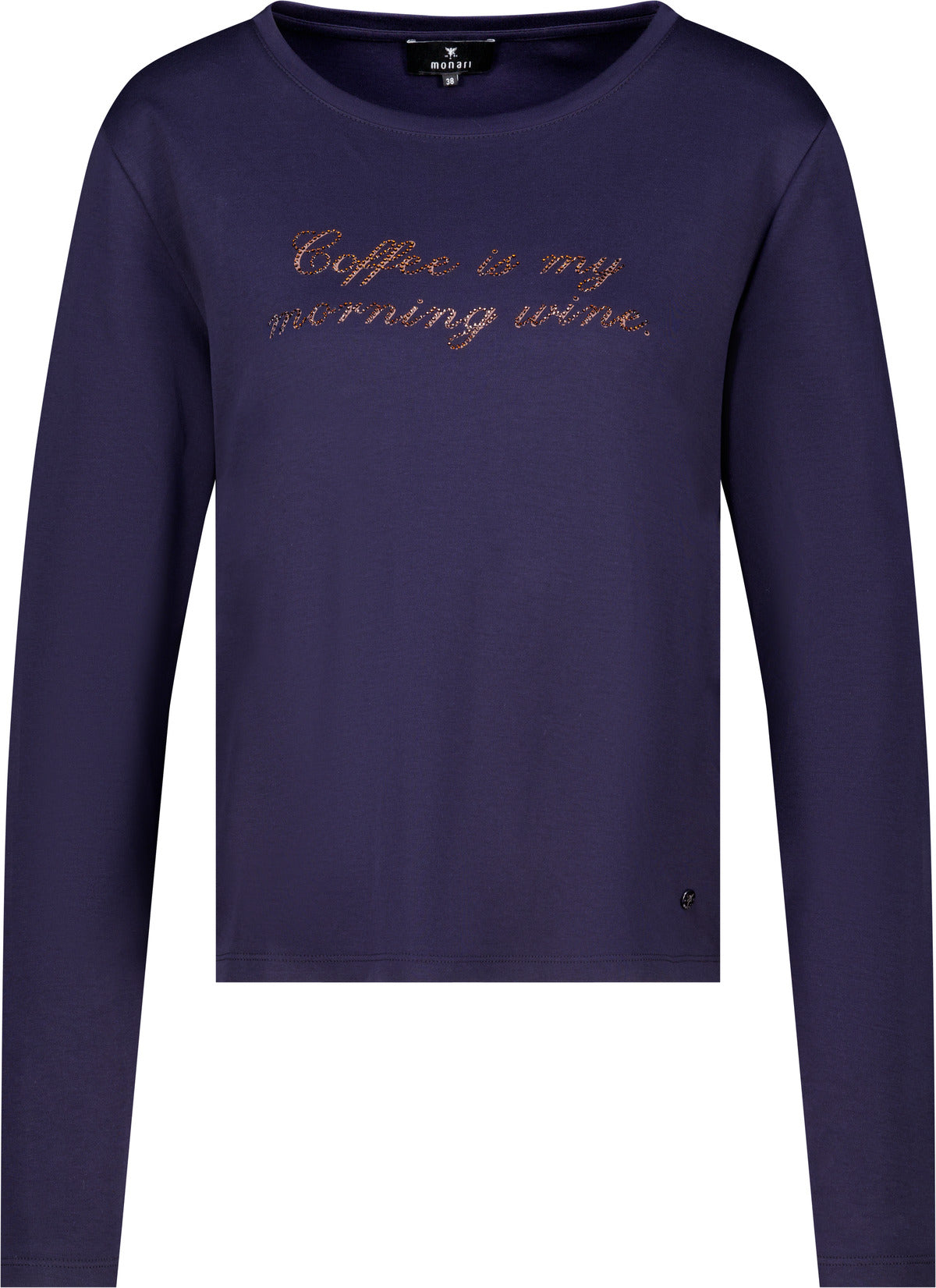 Langarmshirt mit Strassschriftzug (Dark Blue)