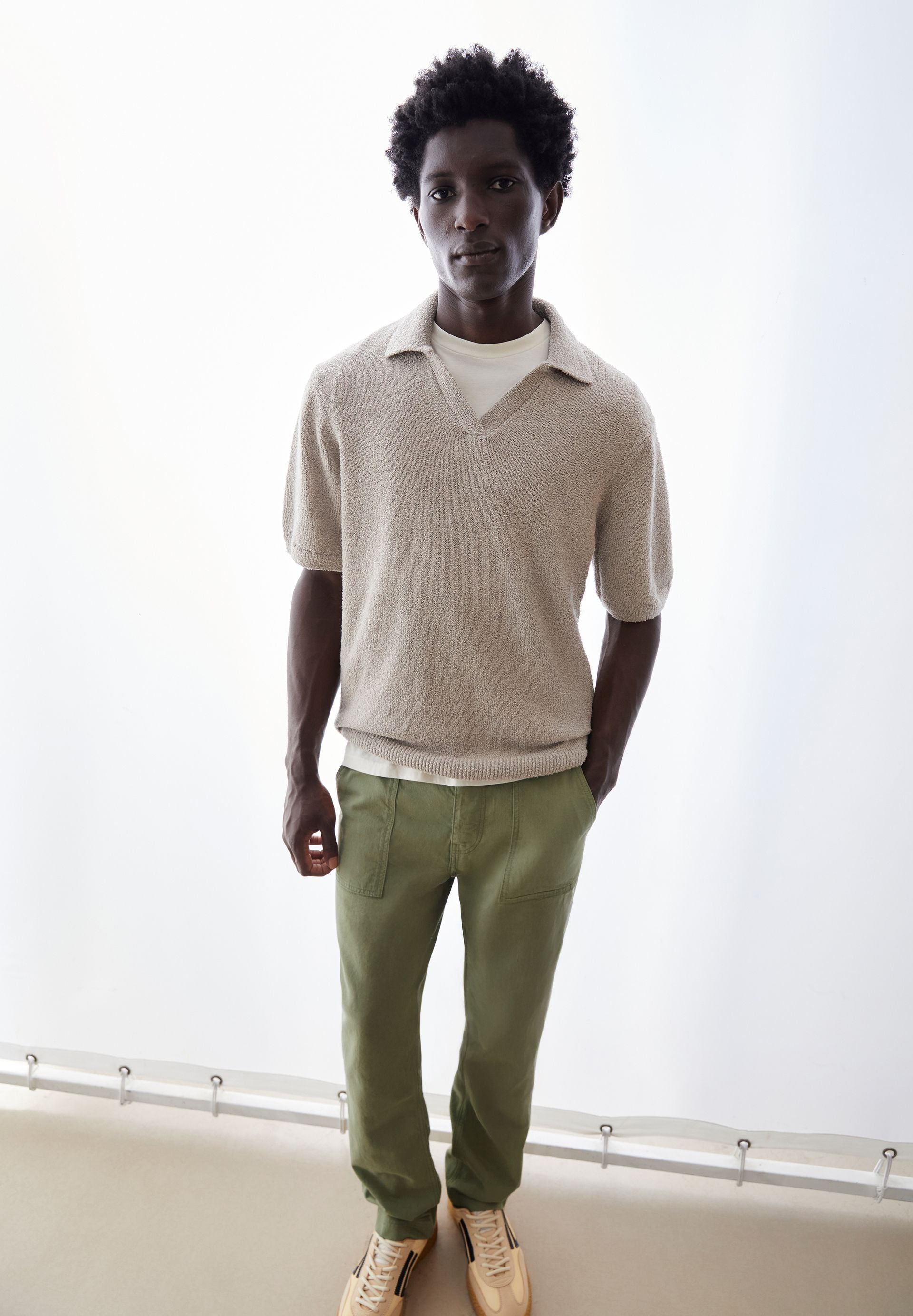 Boucle Knit Poloshirt (Sandstone)