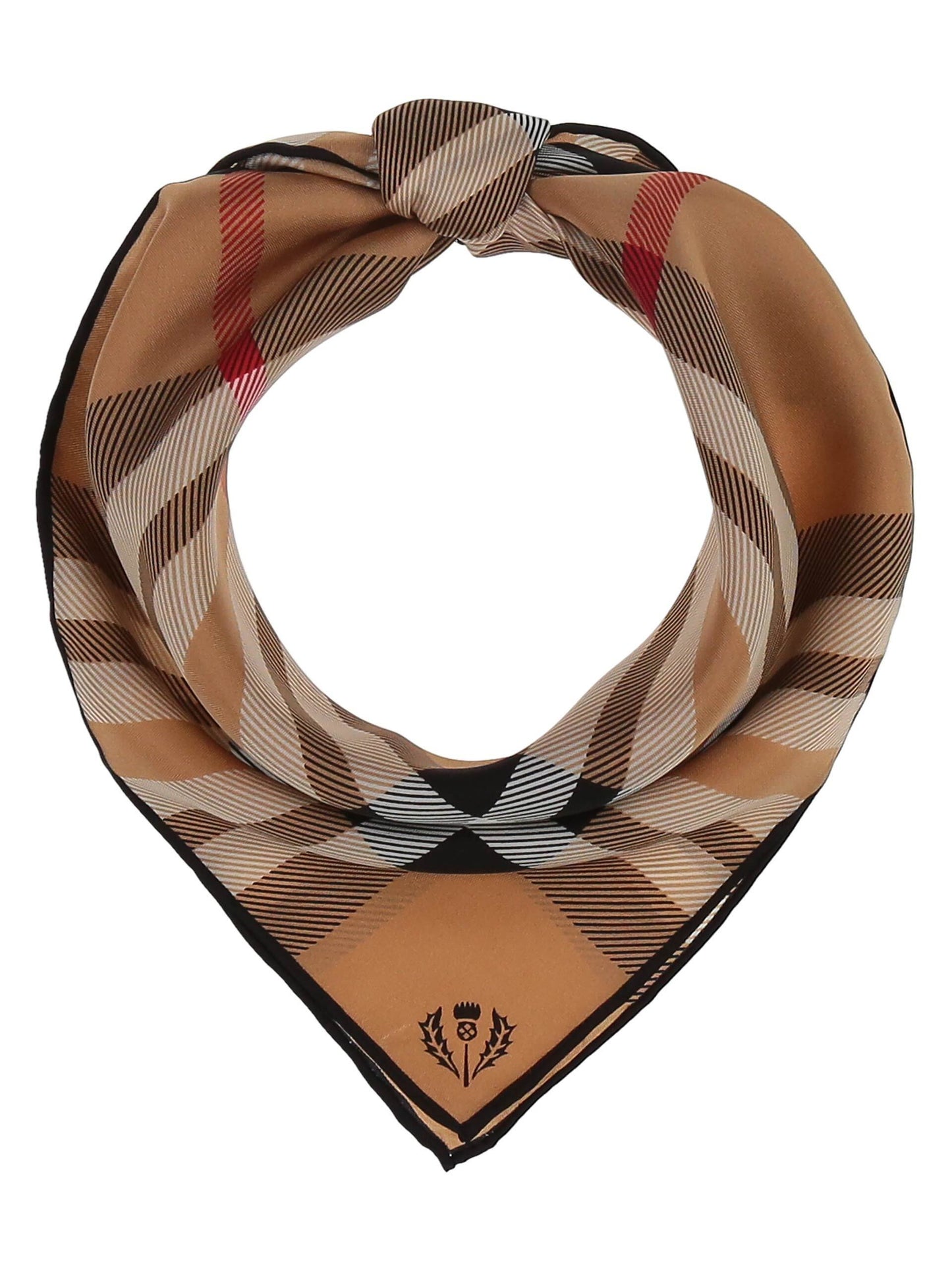 Nickituch Nickituch mit FRAAS Plaid Karo aus reiner Seide (Camel)
