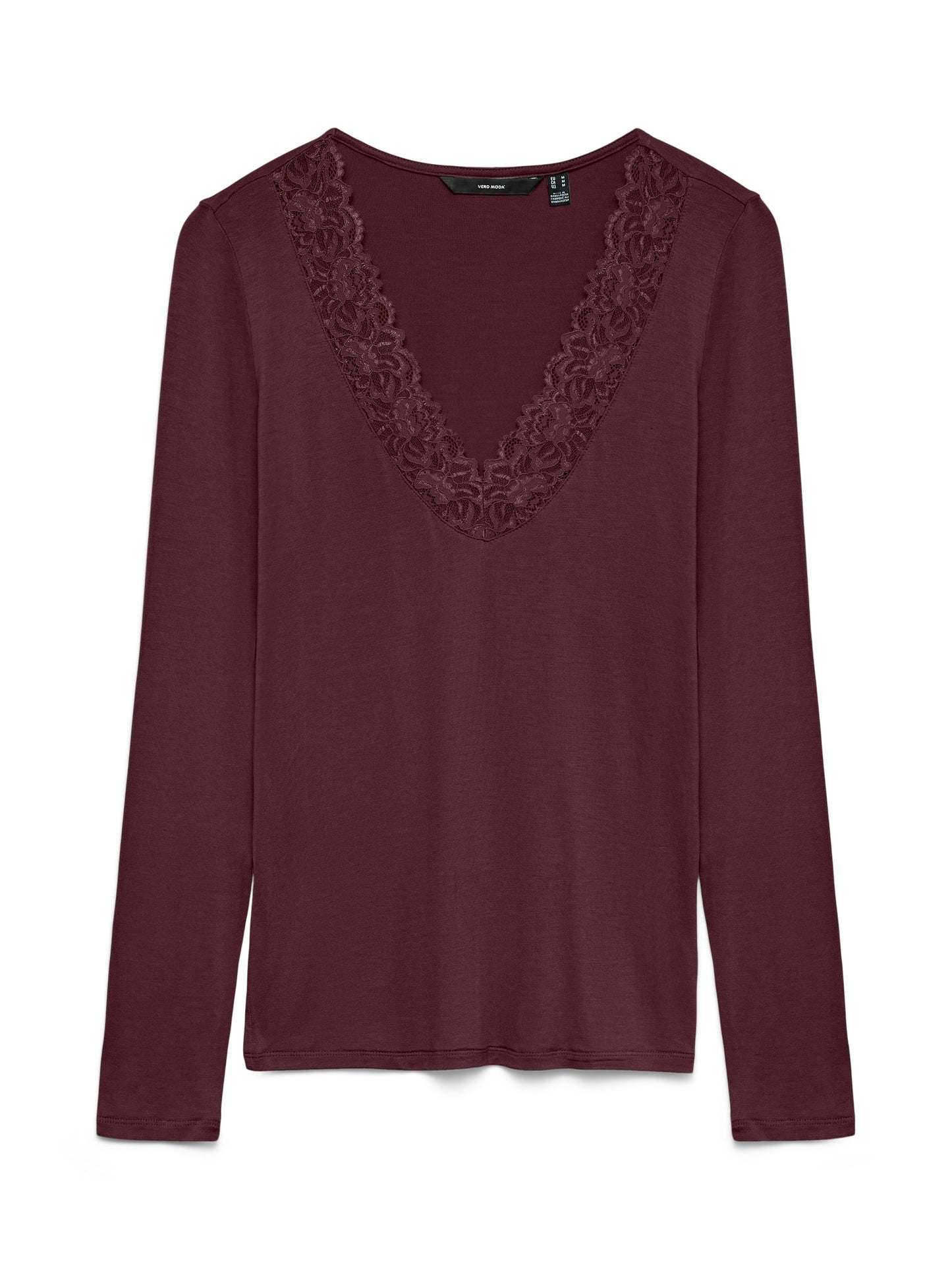 Vmrosa Ls V-neck Lace Top Ga Jrs Noos (Winetasting)