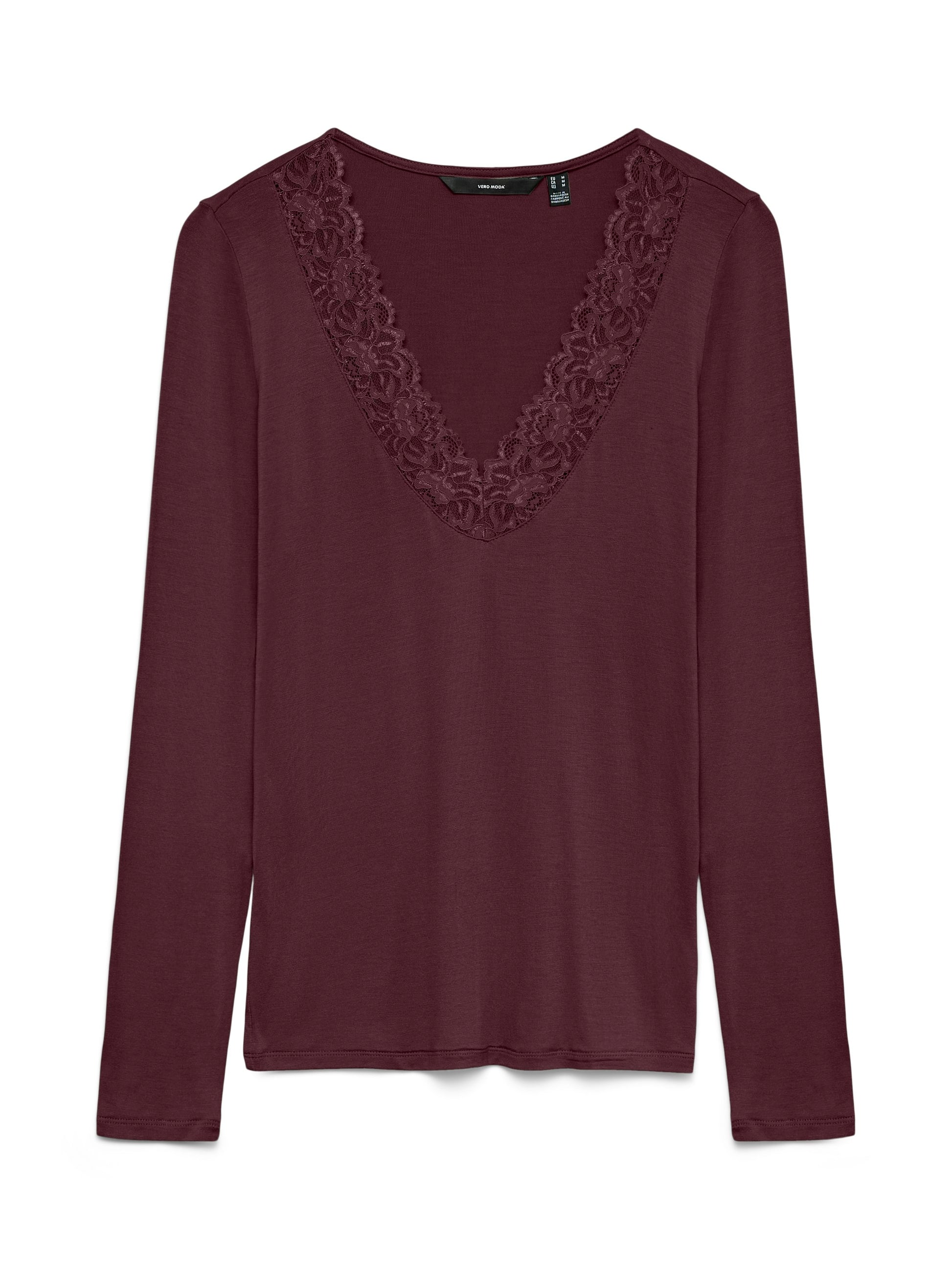 Vmrosa Ls V-neck Lace Top Ga Jrs Noos (Winetasting)