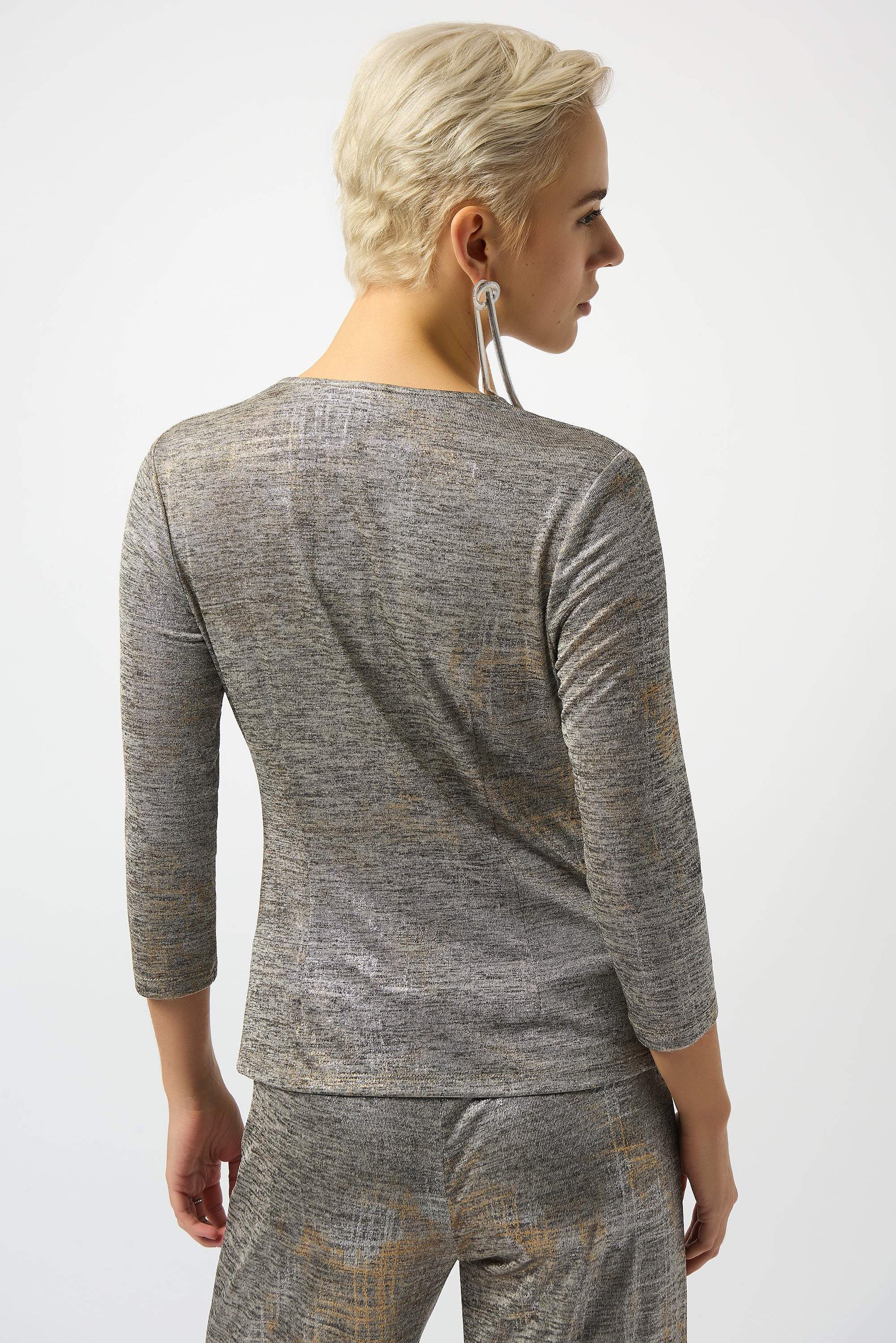 Wickeloberteil aus meliertem Strick mit Folienbeschichtung (Beige/multi)