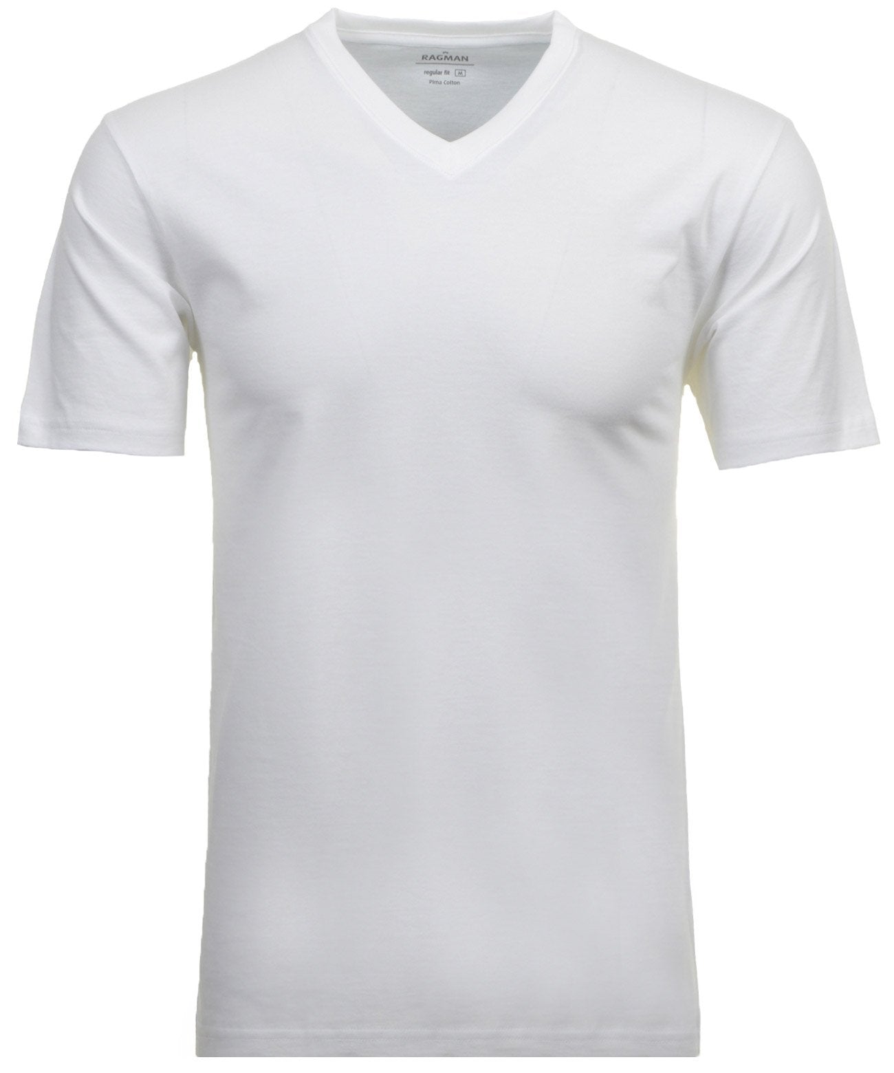 RAGMAN Doppelpack - 2 T-Shirts mit V-Ausschnitt (Weiss)
