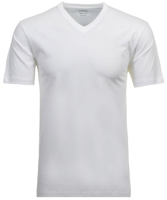RAGMAN Doppelpack - 2 T-Shirts mit V-Ausschnitt (Weiss)